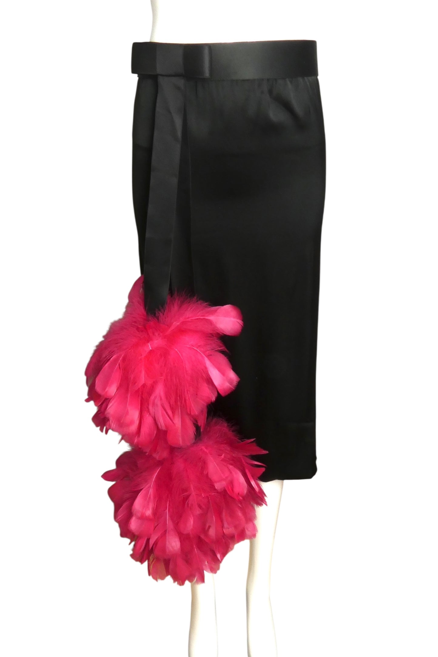 PIERRE CARDIN (HAUTE COUTURE)-2000 2pc Satin Knit & Feather Dress, Size-4