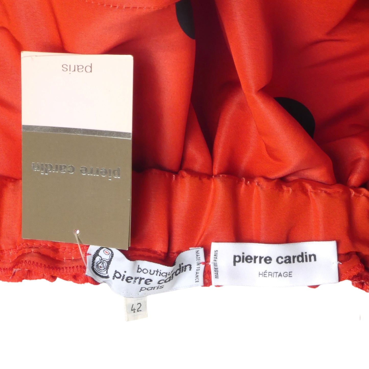 PIERRE CARDIN BOUTIQUE-1994 Polka Dot Faille Skirt, Size-6