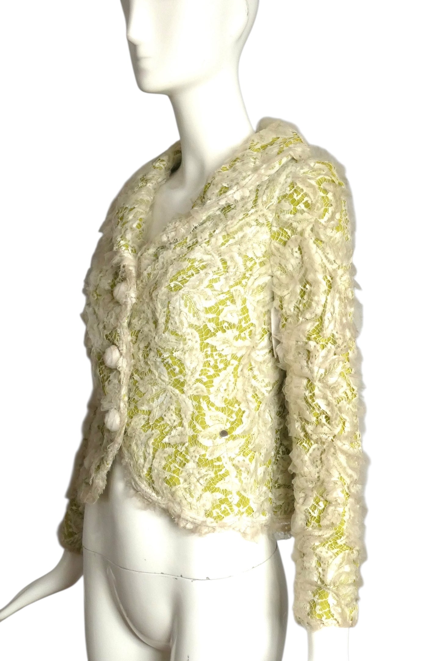 TRAVILLA- 1960s Organza & Lace Ribbon Blazer, Size 4