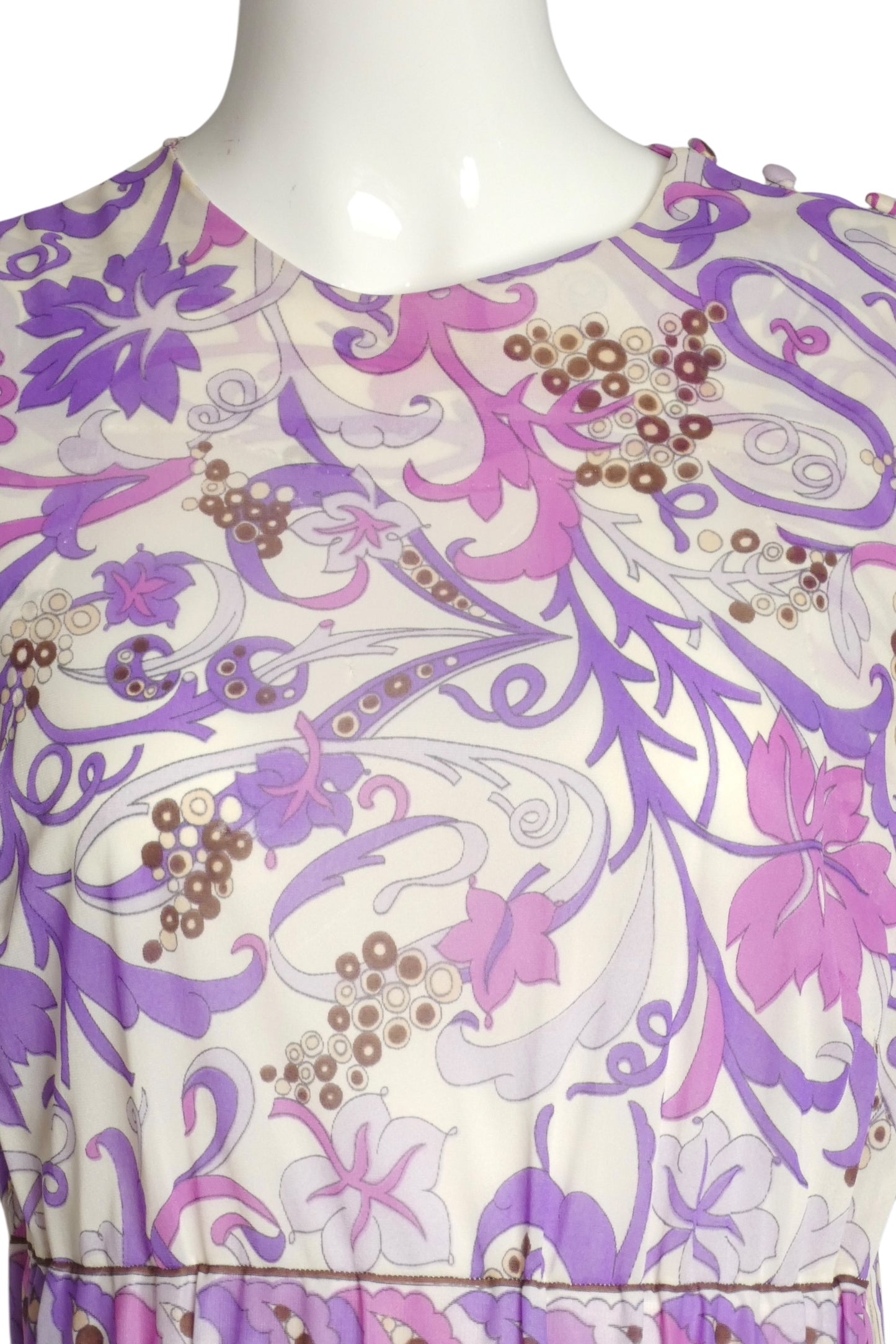 EMILIO PUCCI FOR FORMFIT ROGERS- 1970s Purple Printed Nylon Nightgown, Size 6