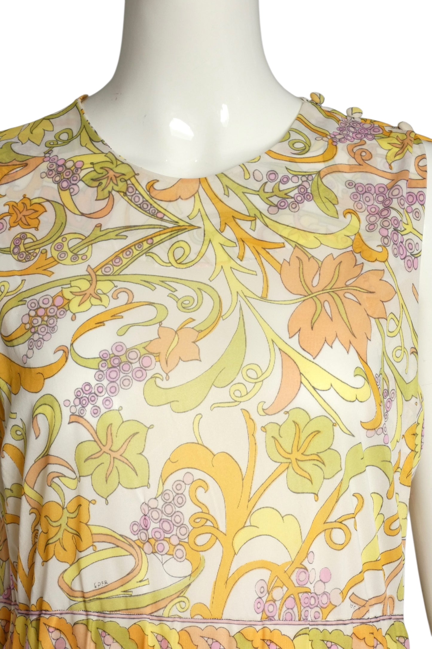 EMILIO PUCCI FOR FORMFIT ROGERS- 1970s Printed Nylon Nightgown, Size 6