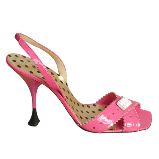 2000s Patent Sling Back Sandals, Size-40