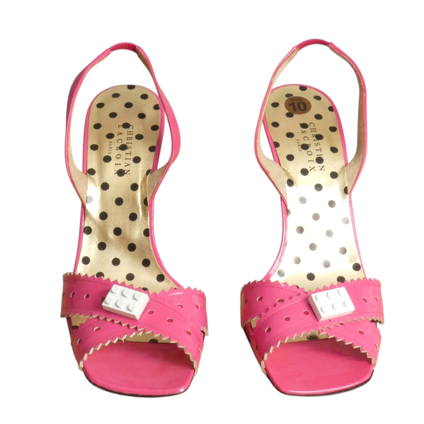 2000s Patent Sling Back Sandals, Size-40
