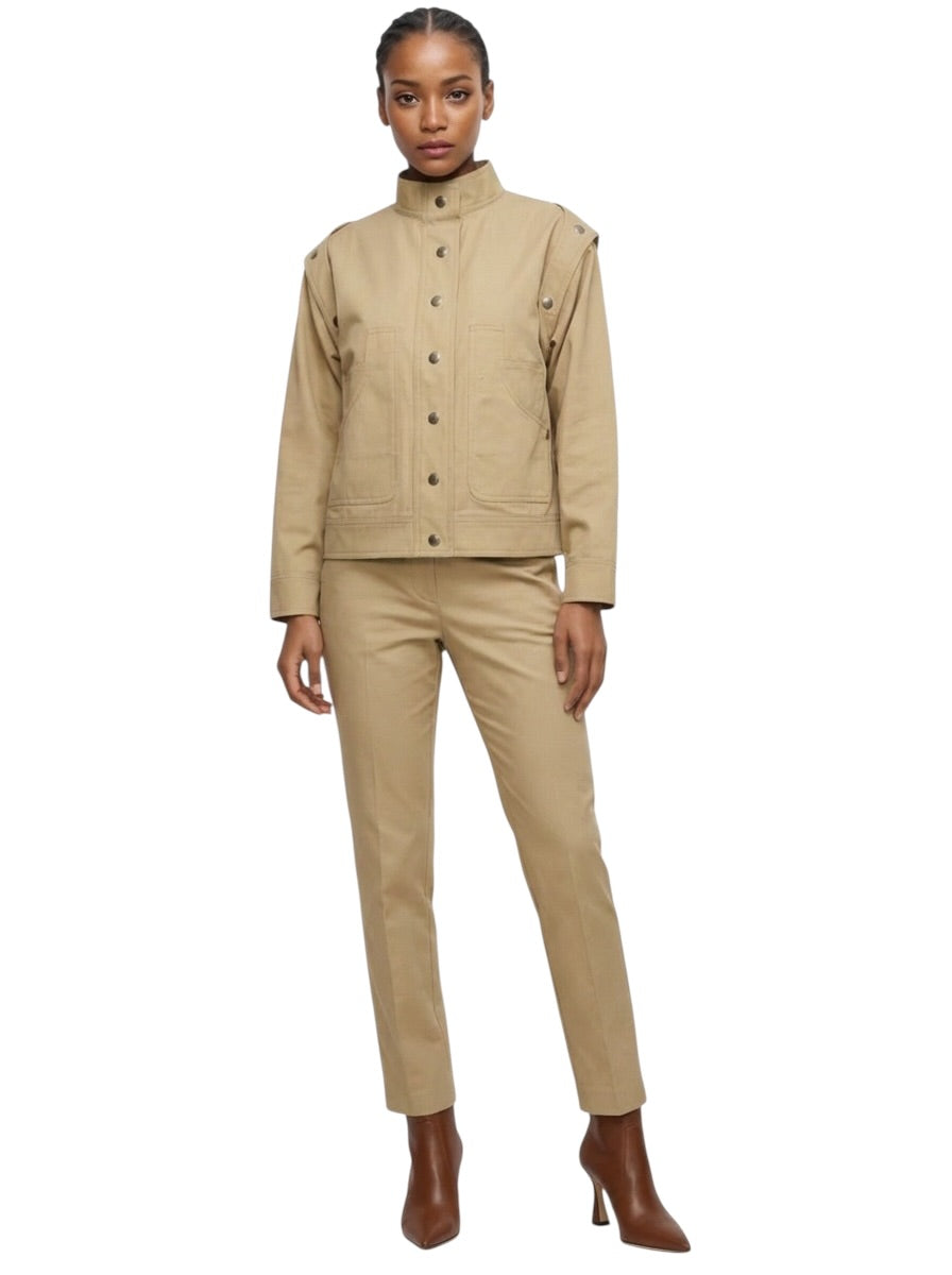1990s Khaki Cotton Jacket Suit, Size-10