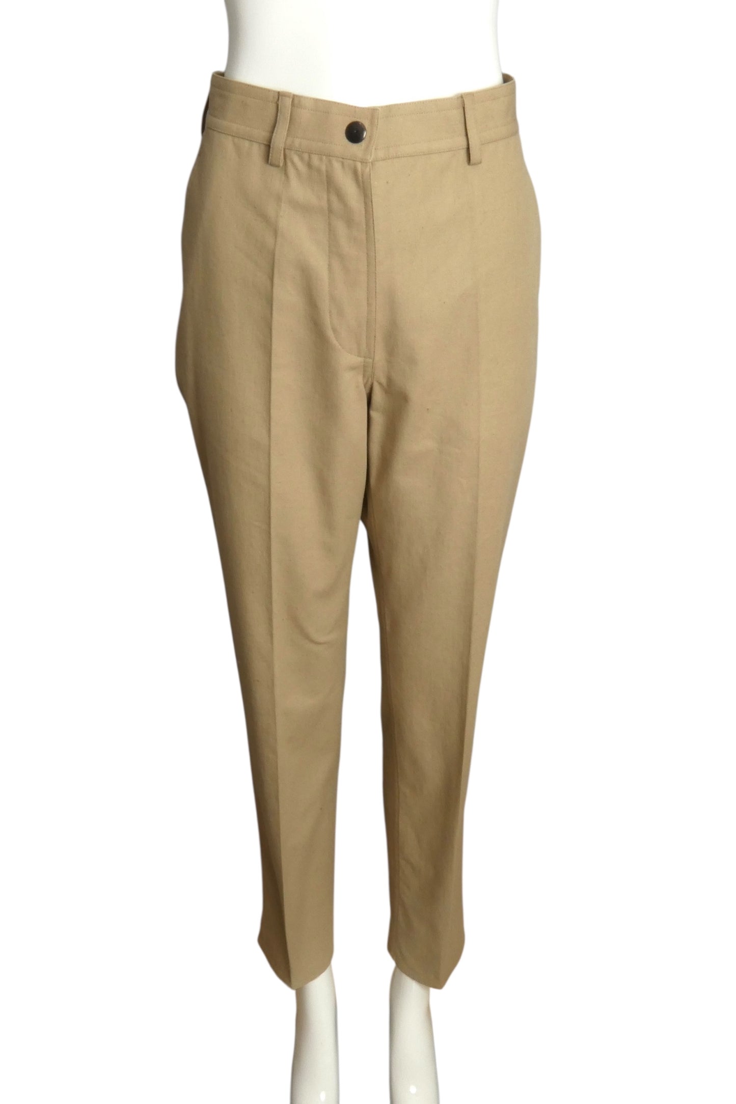 PIERRE CARDIN (HAUTE COUTURE)-1990s Khaki Cotton Jacket Suit, Size-10