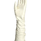 PIERRE CARDIN- 1960s White Beaded Leather Gloves, Size 6 1/2