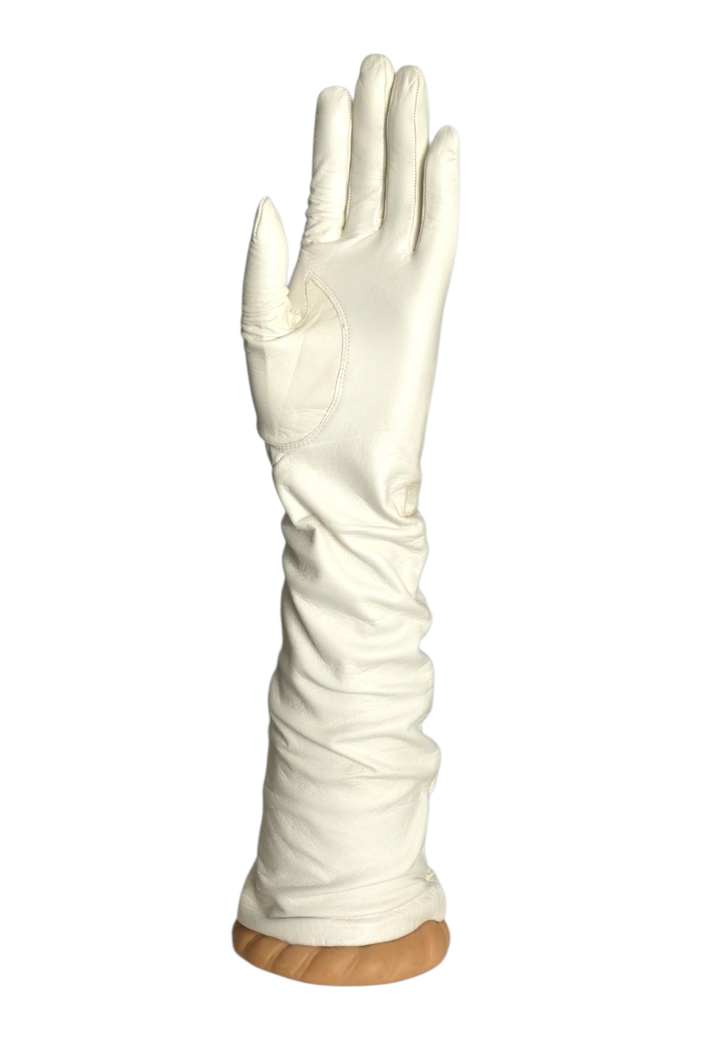 PIERRE CARDIN- 1960s White Beaded Leather Gloves, Size 6 1/2