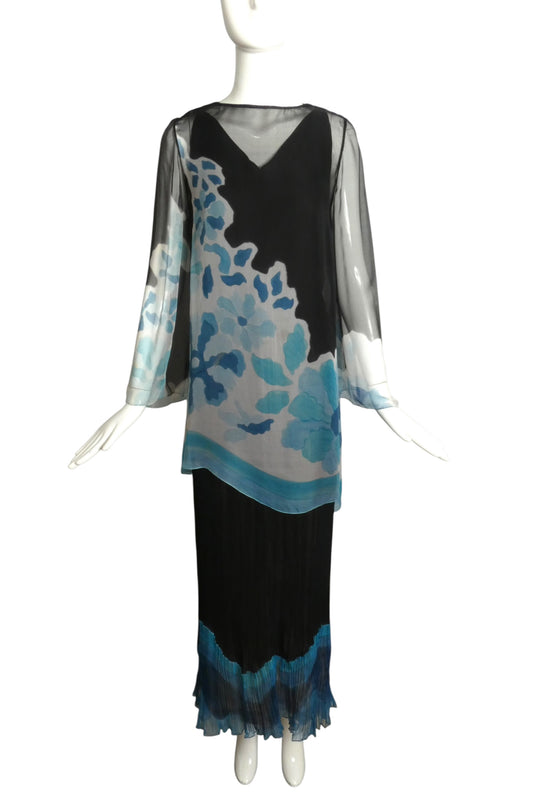 1970s 2pc Chiffon Gown, Size 4