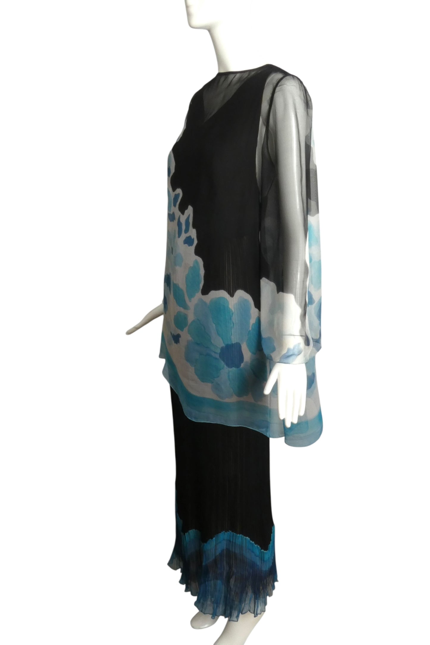 1970s 2pc Chiffon Gown, Size 4