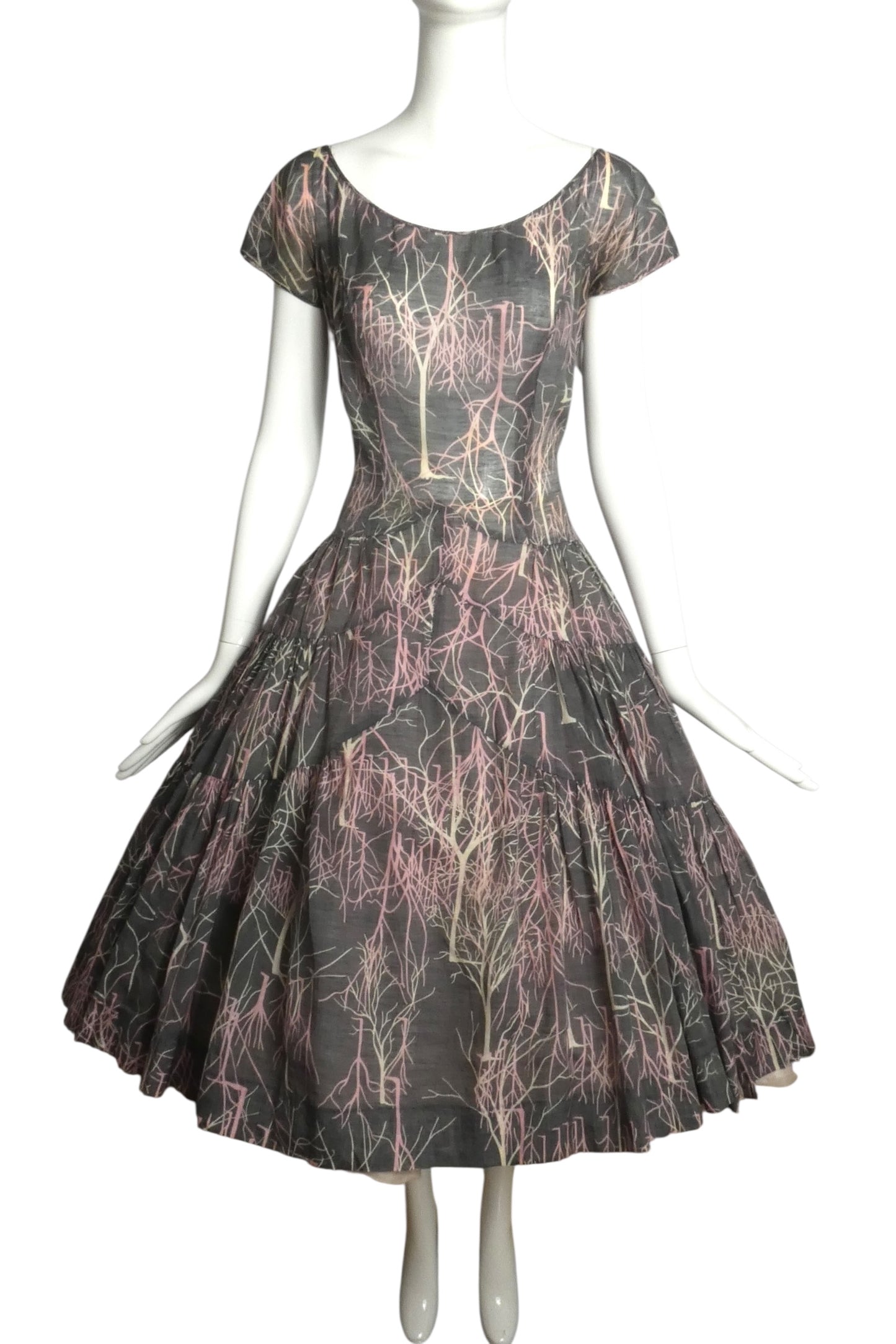 1950s Printed Cotton Day Dress, Size 6