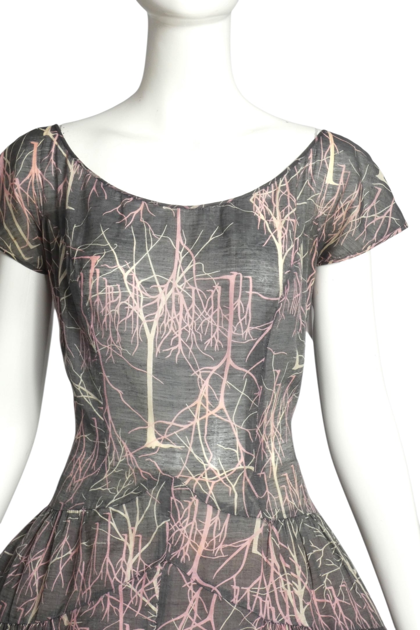 1950s Printed Cotton Day Dress, Size 6