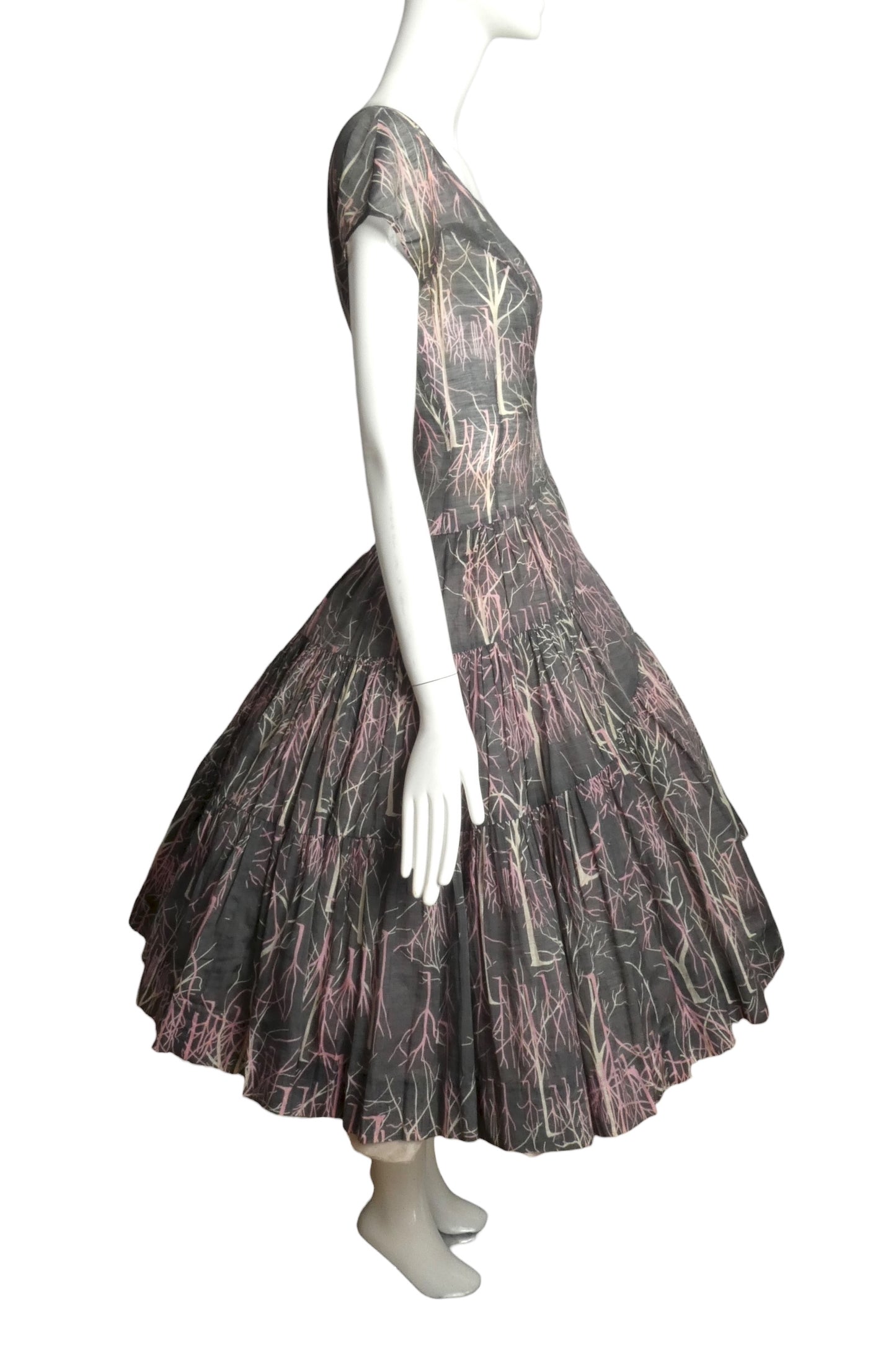 1950s Printed Cotton Day Dress, Size 6