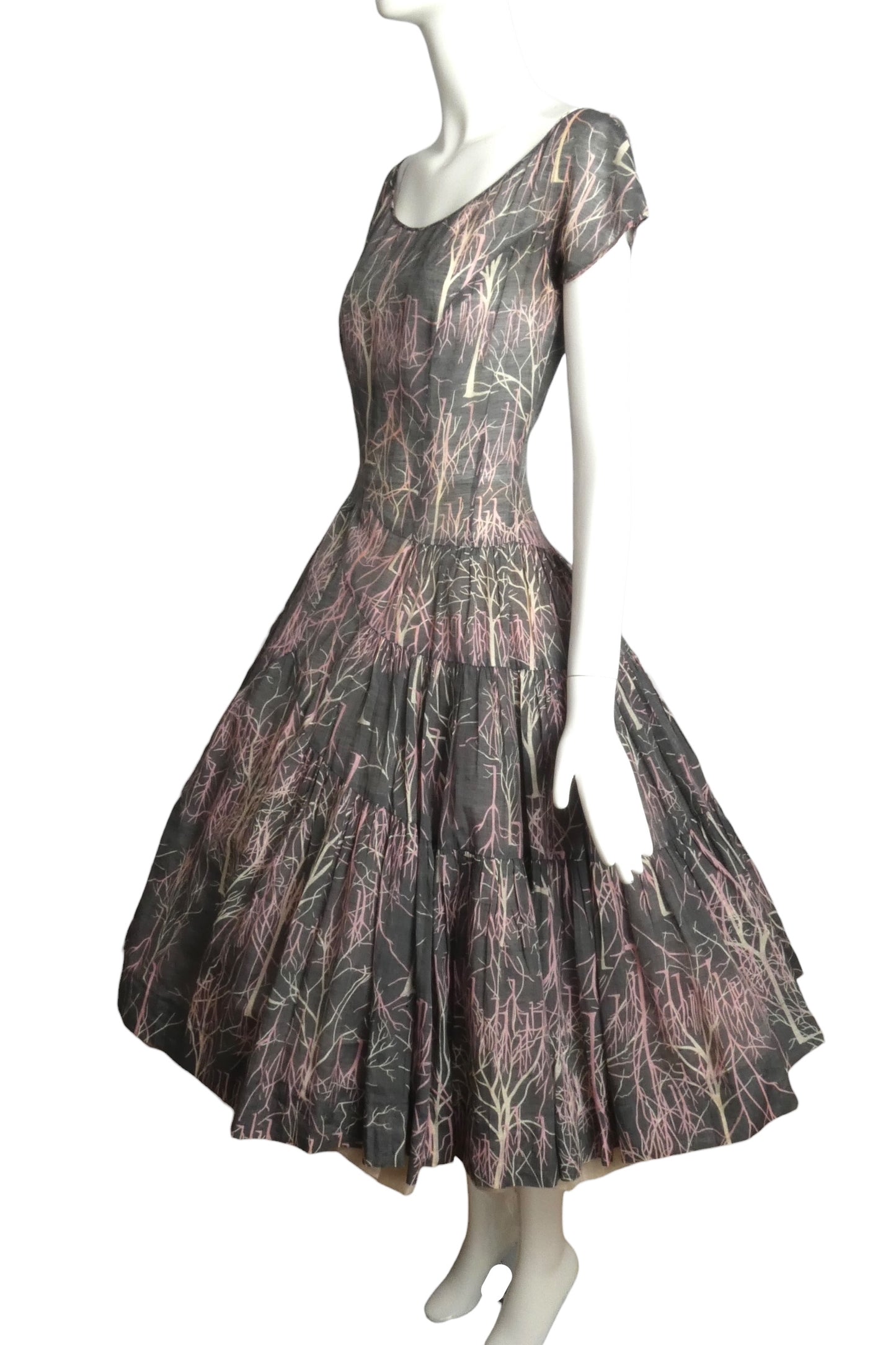 1950s Printed Cotton Day Dress, Size 6