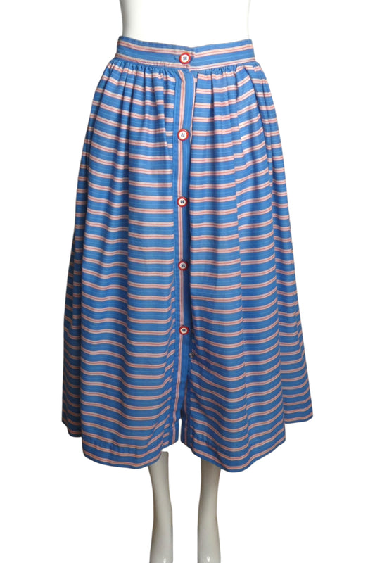 1940s Multi Color Stripe Cotton Skirt, Size 2
