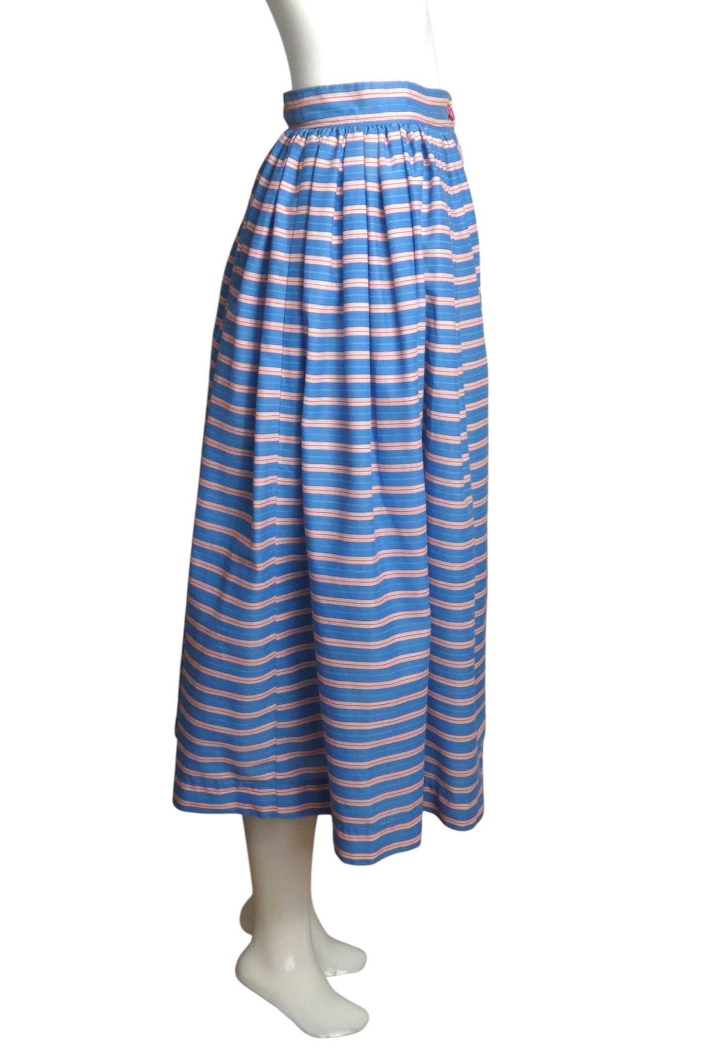 1940s Multi Color Stripe Cotton Skirt, Size 2