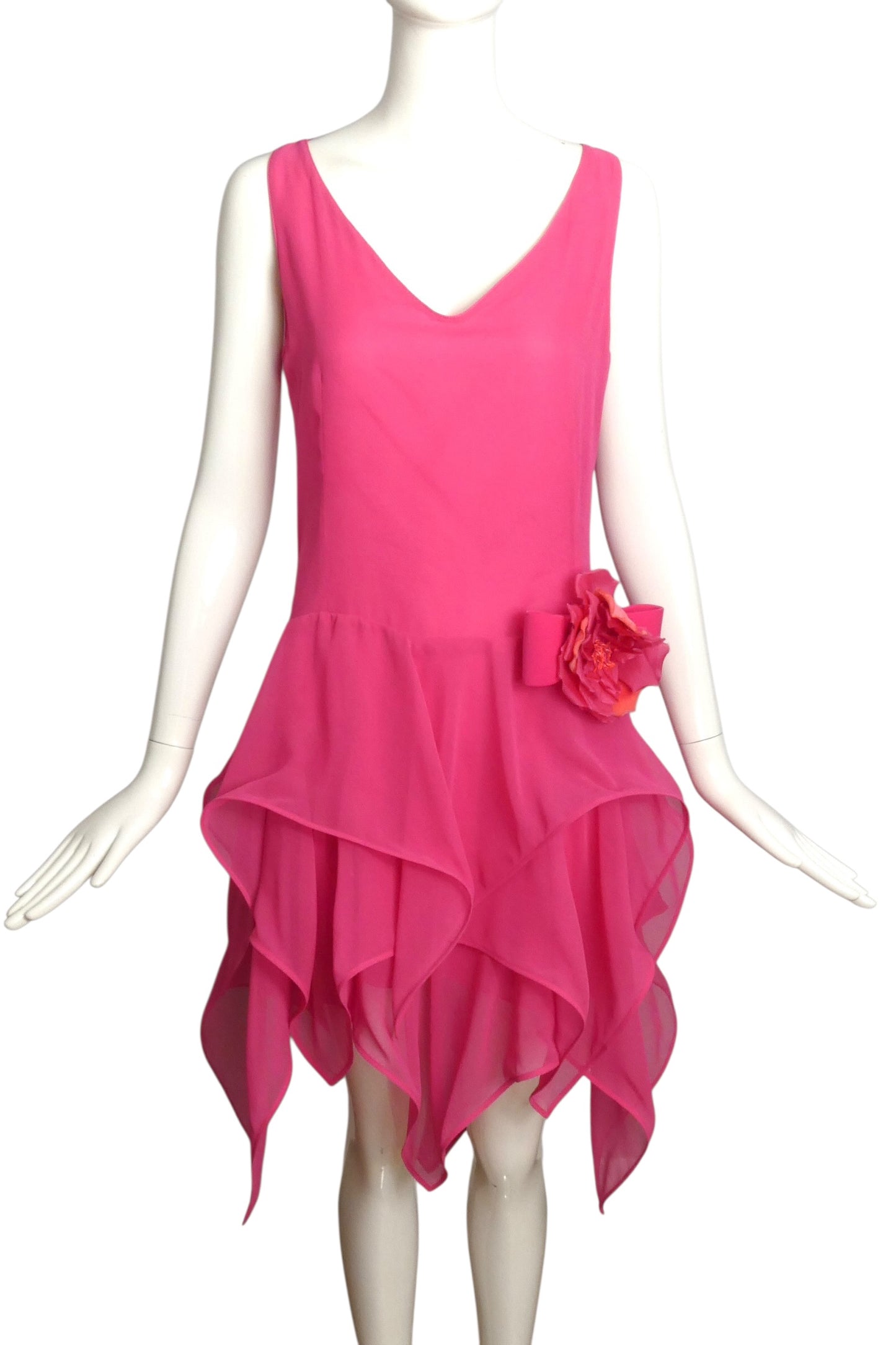 2018 Pink Chiffon Handkerchief Dress, Size 4