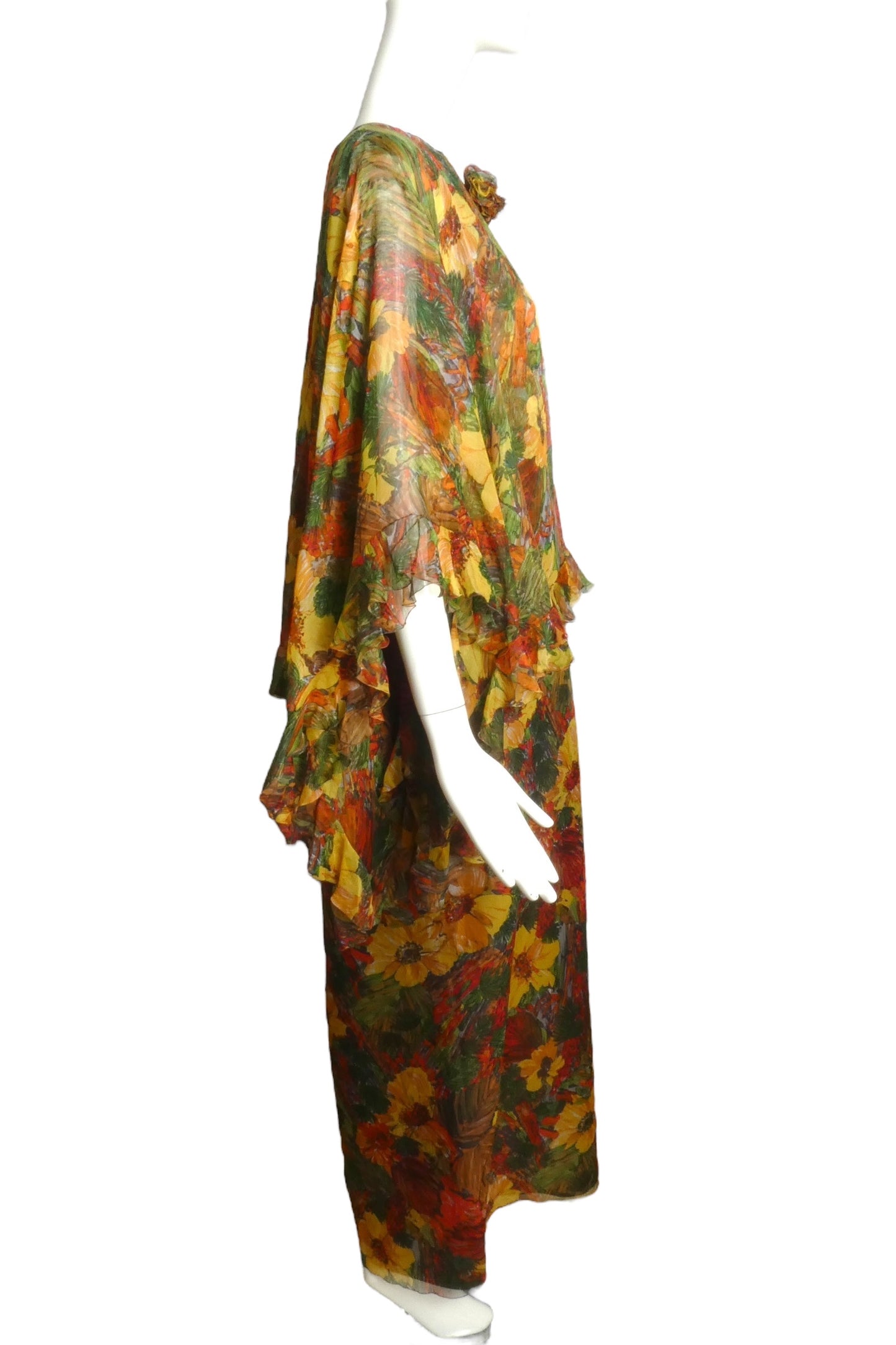 PIERRE CARDIN-2004 Floral Chiffon Evening Dress, Size-10