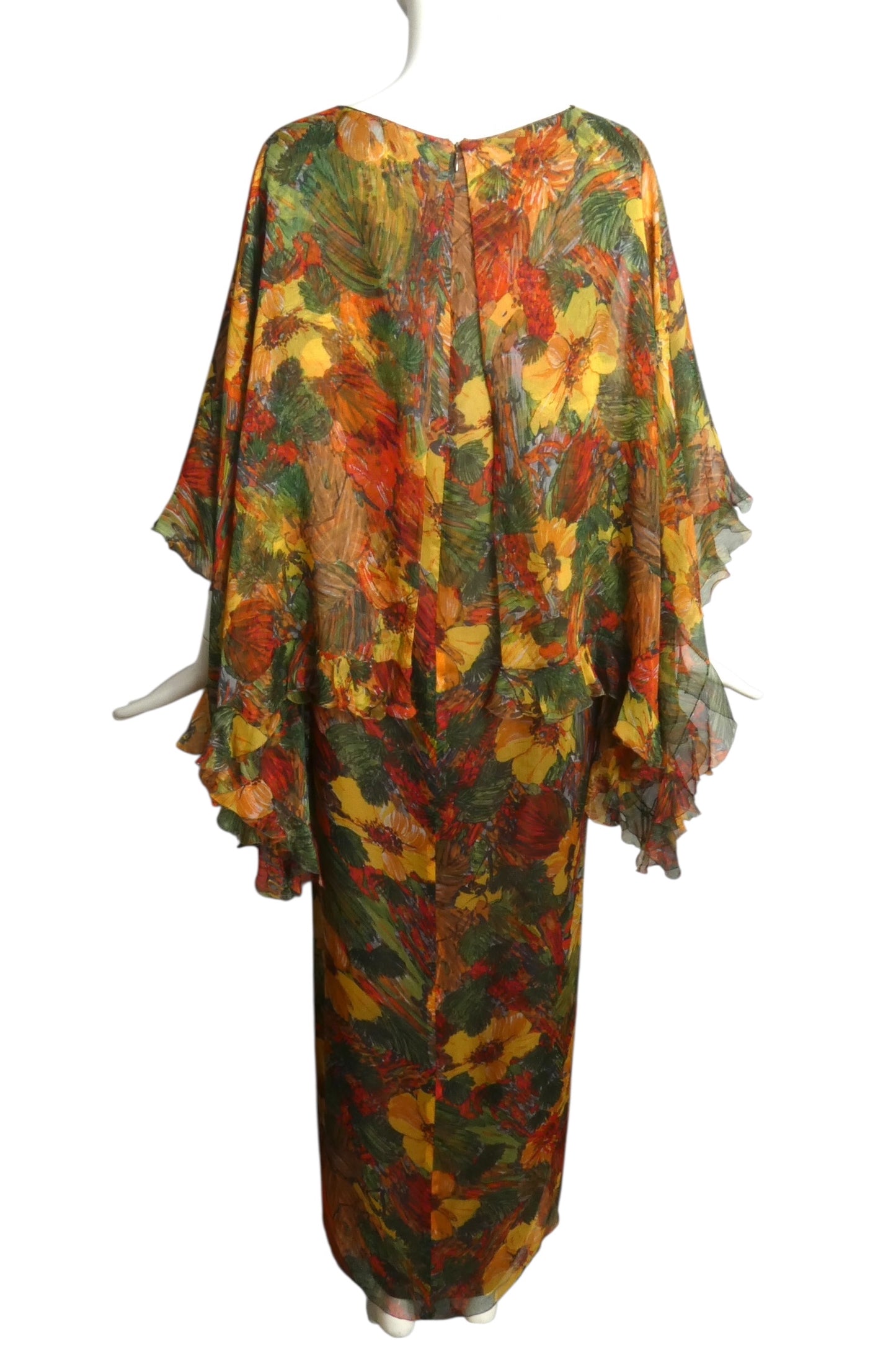 PIERRE CARDIN-2004 Floral Chiffon Evening Dress, Size-10