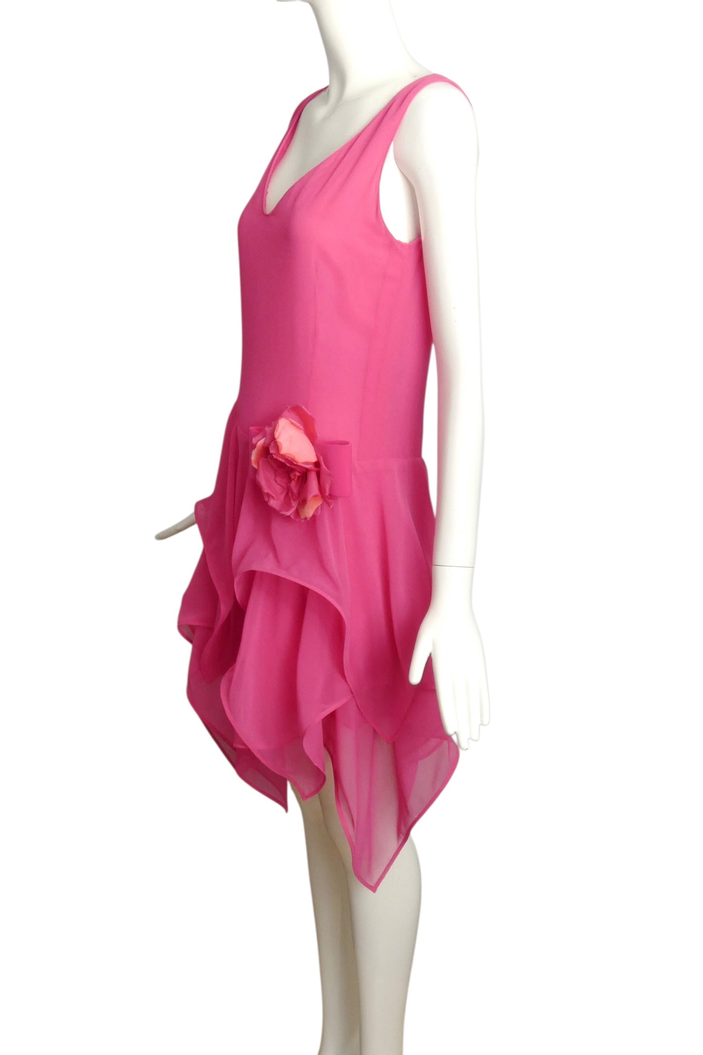 2018 Pink Chiffon Handkerchief Dress, Size 4