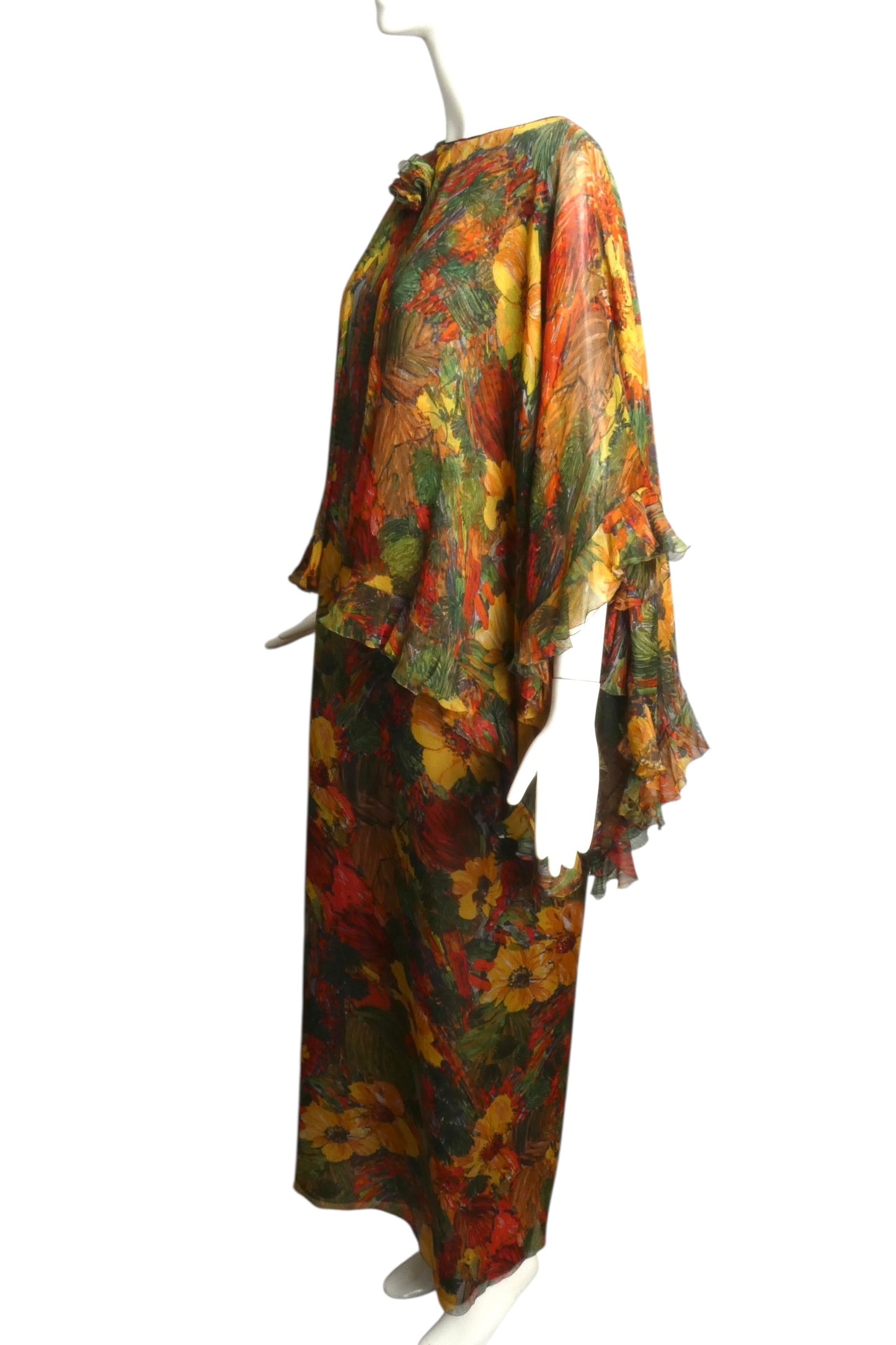 PIERRE CARDIN-2004 Floral Chiffon Evening Dress, Size-10