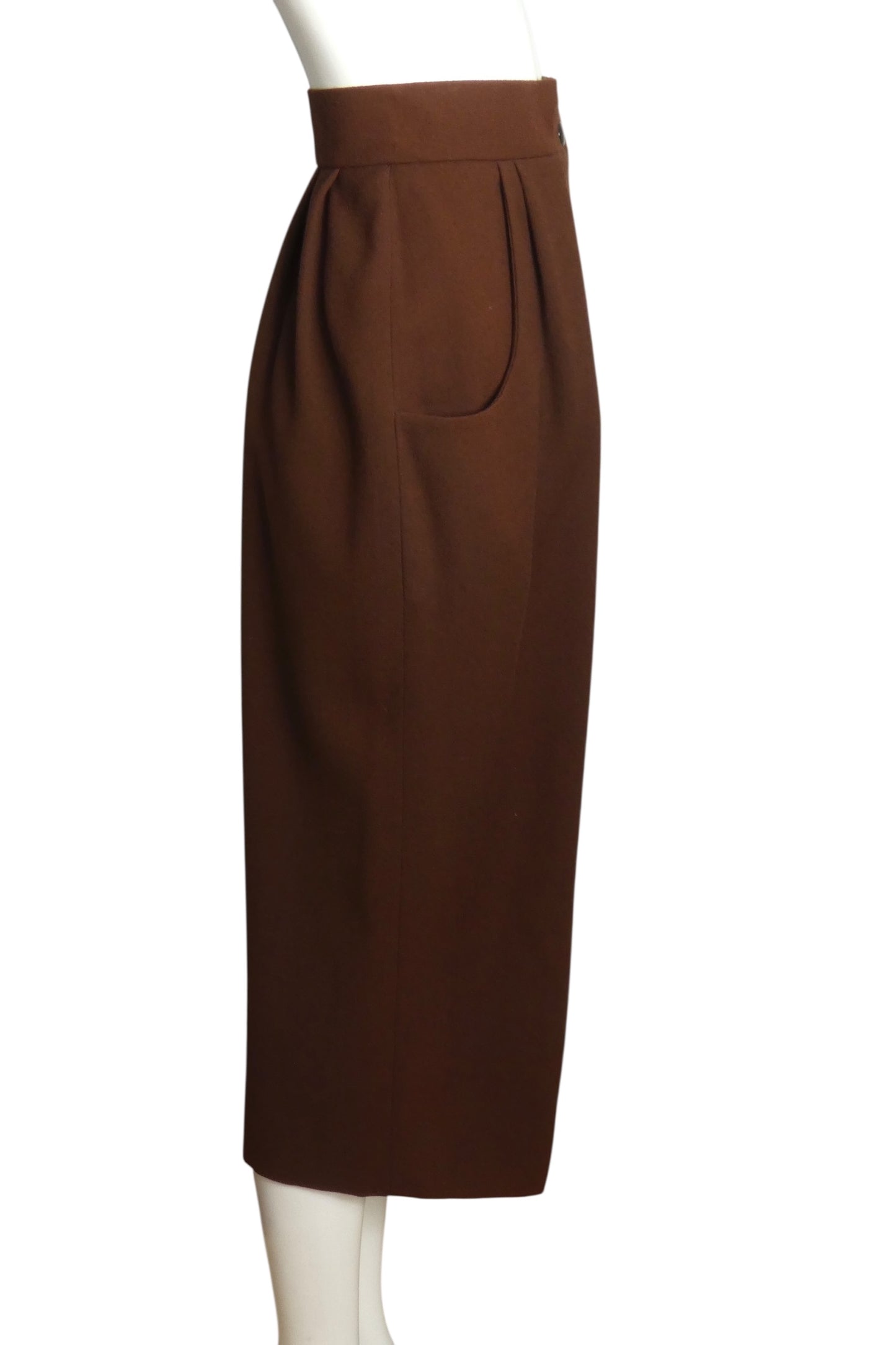 PIERRE CARDIN (HAUTE COUTURE)- 2000 Brown Wool Crepe Skirt, Size 4