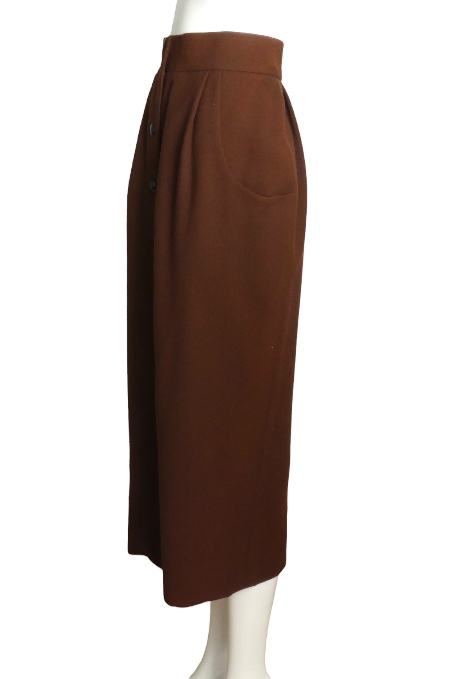 PIERRE CARDIN (HAUTE COUTURE)- 2000 Brown Wool Crepe Skirt, Size 4