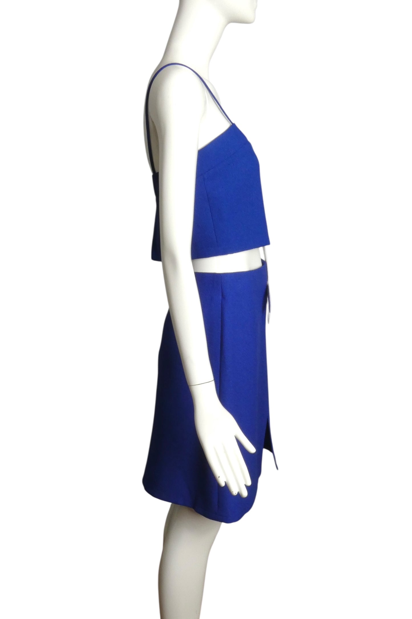 PIERRE CARDIN( HAUTE COUTURE)- 1992 2pc Blue Rayon Skirt Set, Size 6