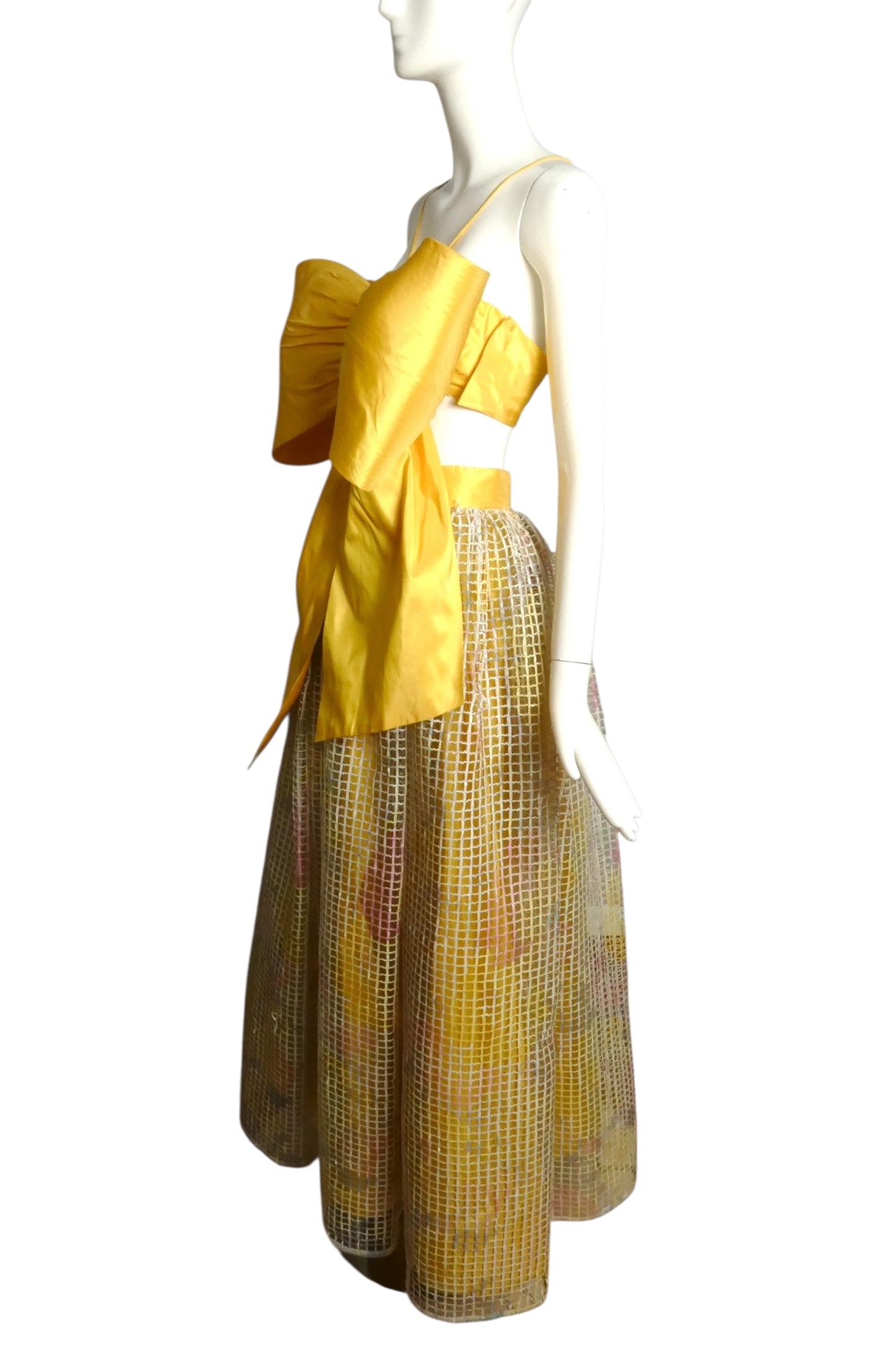 PIERRE CARDIN (HAUTE COUTURE)- 2000 2pc Raffia & Taffeta Skirt Ensemble, Size 4