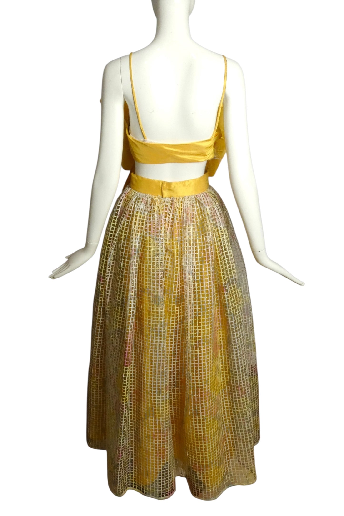 PIERRE CARDIN (HAUTE COUTURE)- 2000 2pc Raffia & Taffeta Skirt Ensemble, Size 4