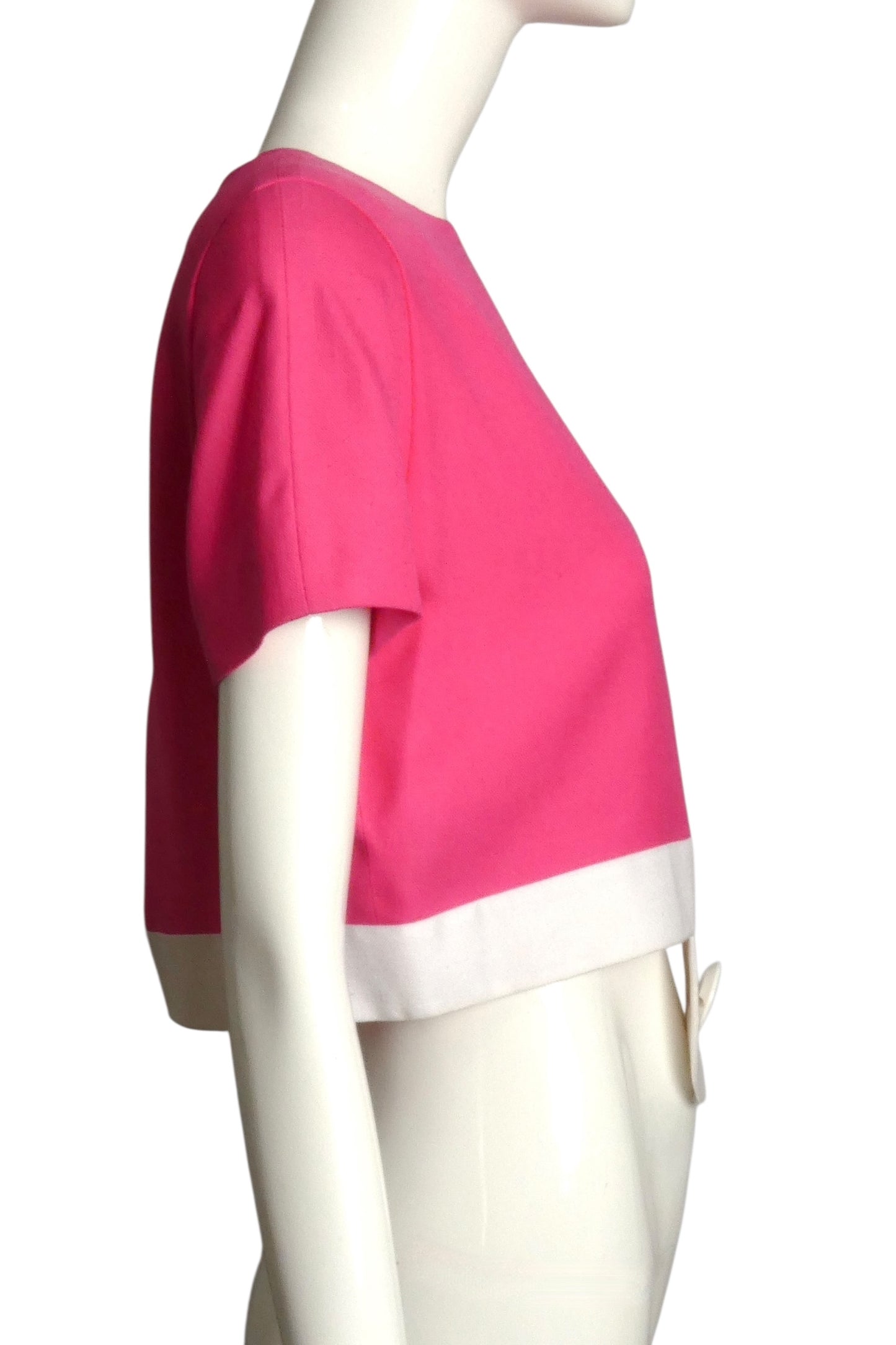 PIERRE CARDIN (HAUTE COUTURE)- 2007 Pink Rayon Cropped Top, Size 8