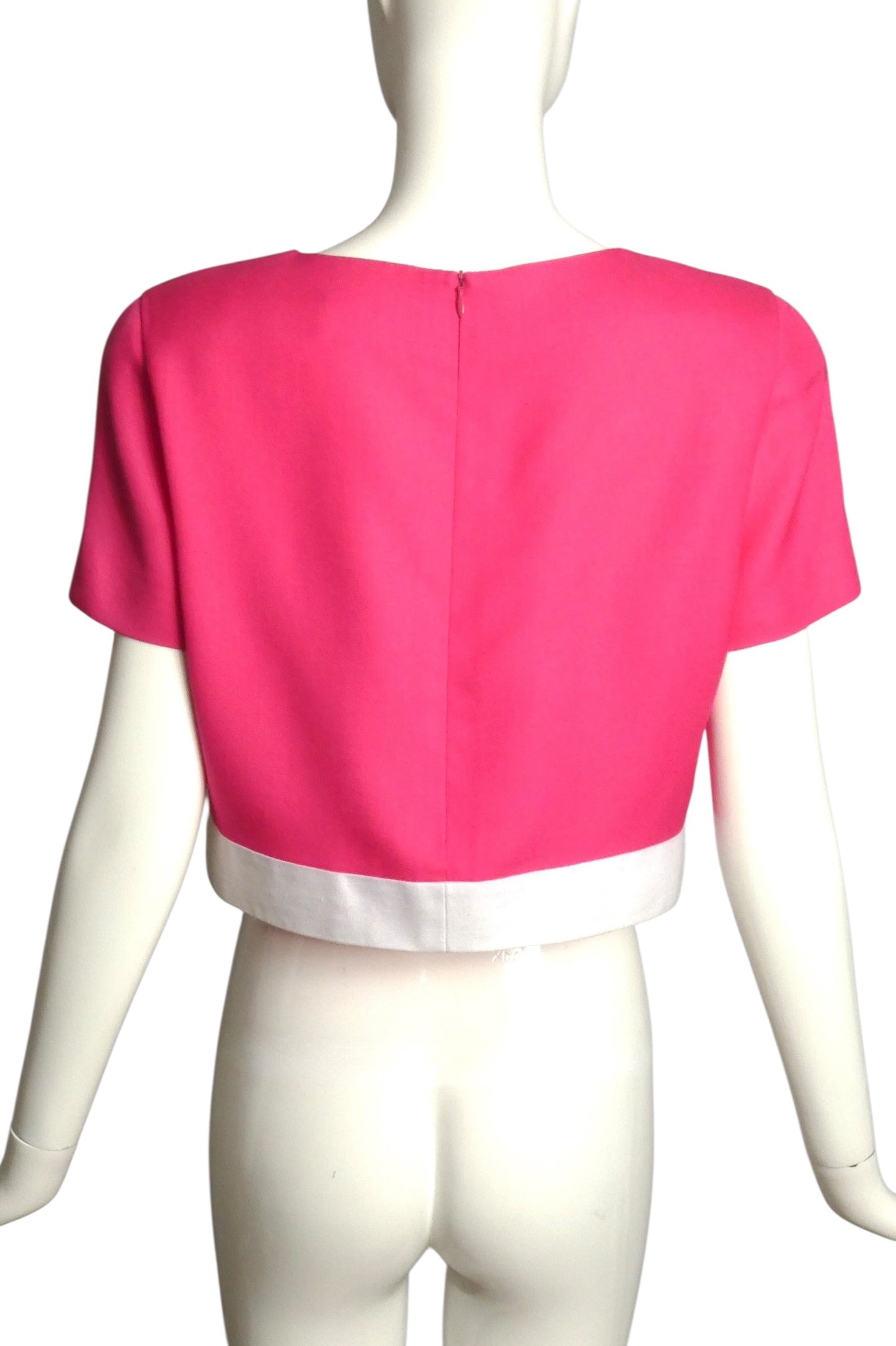 PIERRE CARDIN (HAUTE COUTURE)- 2007 Pink Rayon Cropped Top, Size 8