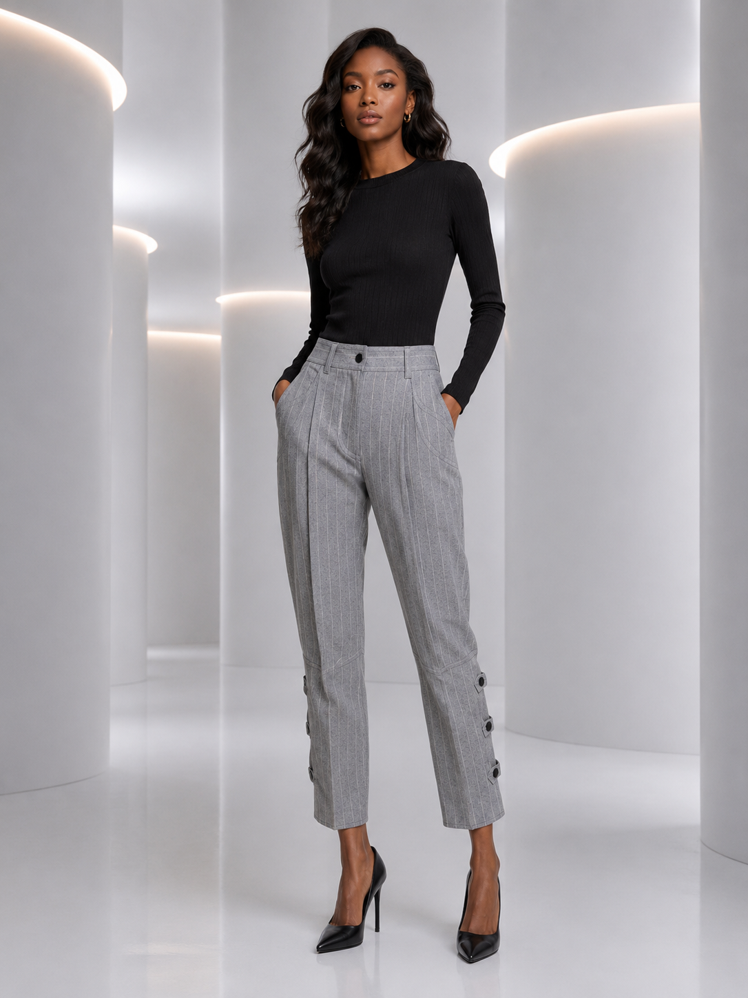 PIERRE CARDIN - 2012 Cotton Stripe Pants, Size 6