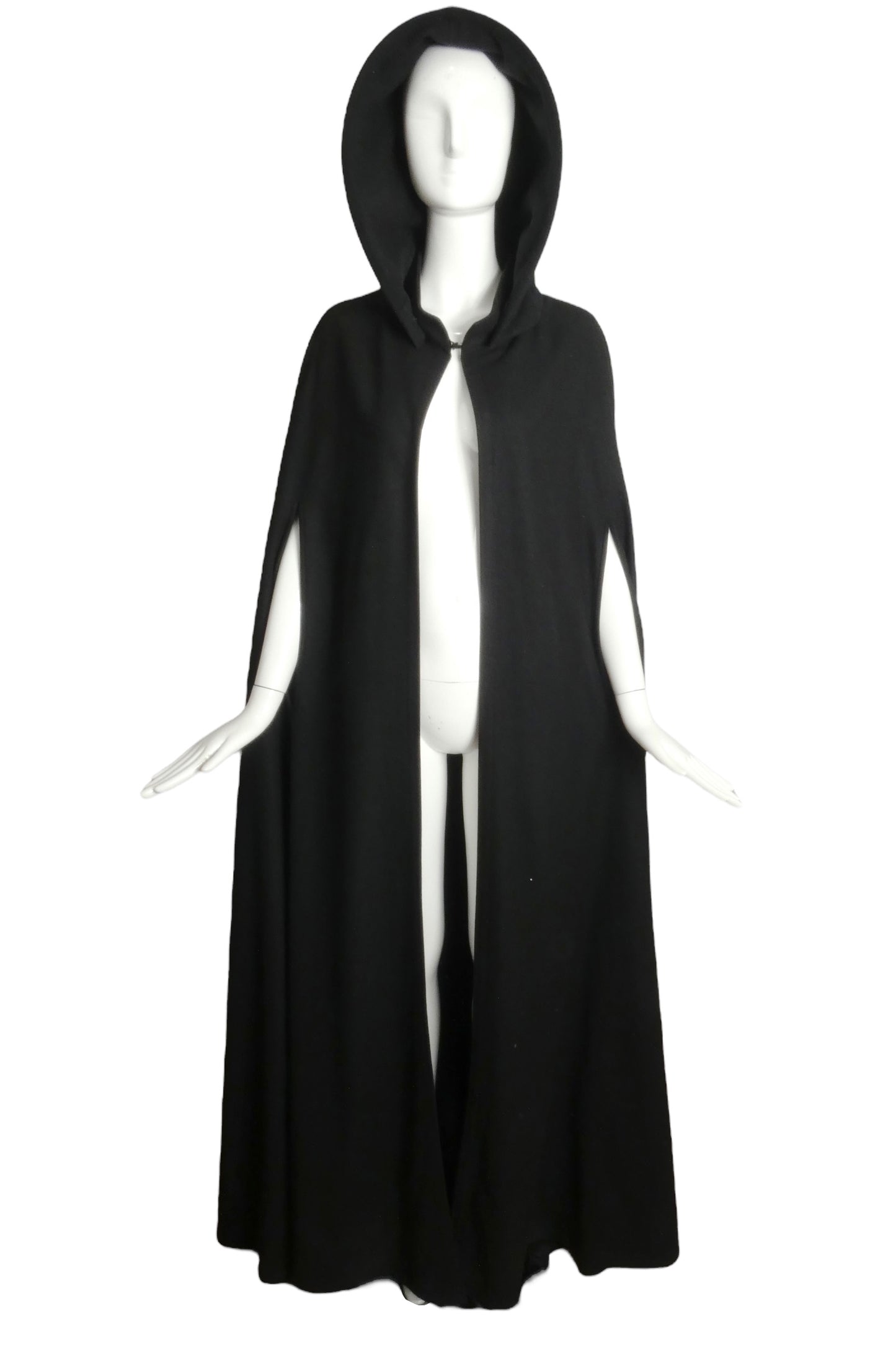 PIERRE CARDIN (HAUTE COUTURE) - 1983 Black Wool Hooded Cape, One Size
