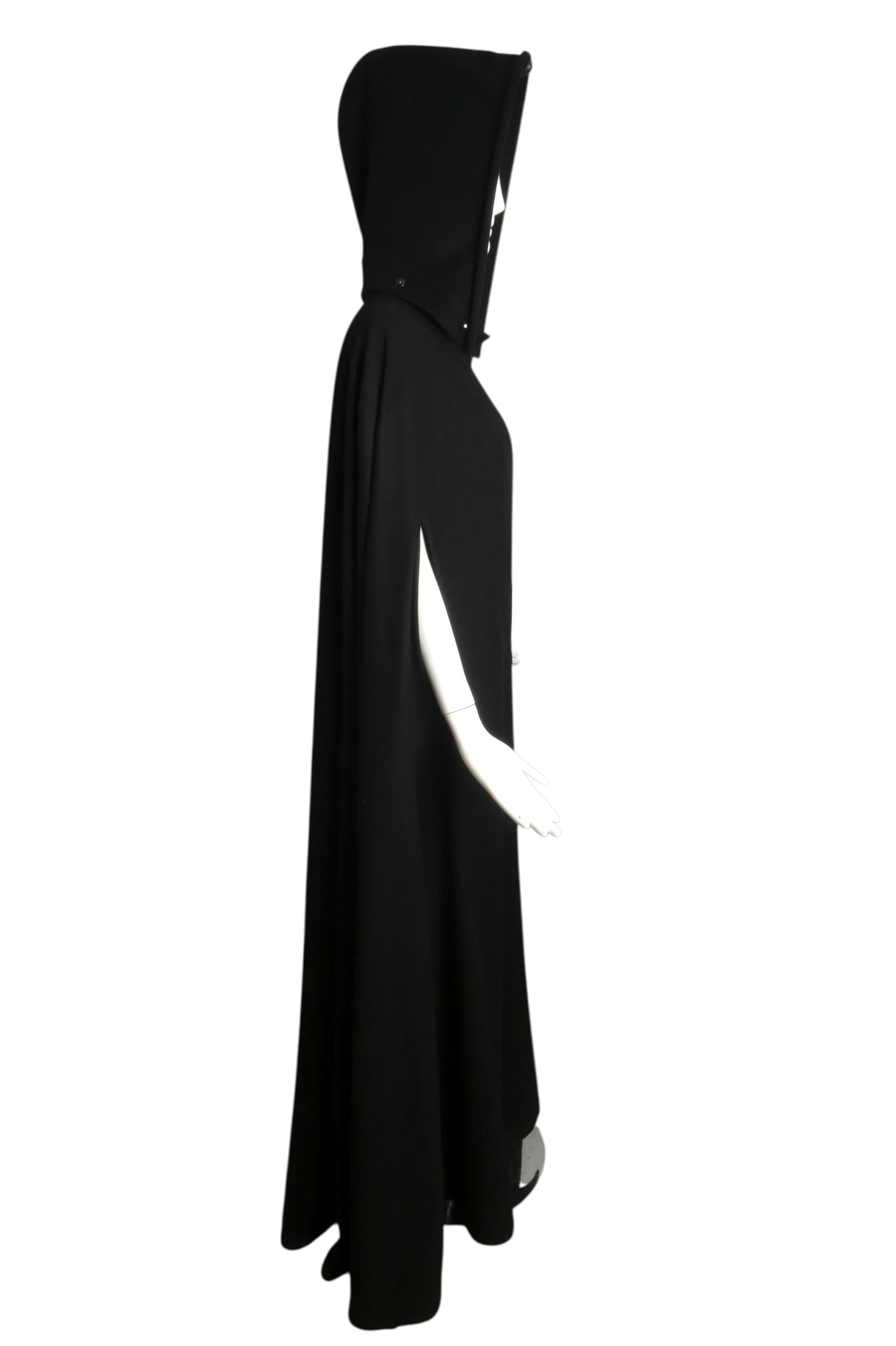 PIERRE CARDIN (HAUTE COUTURE) - 1983 Black Wool Hooded Cape, One Size