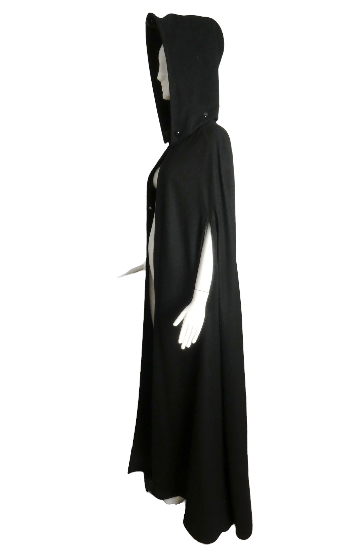 PIERRE CARDIN (HAUTE COUTURE) - 1983 Black Wool Hooded Cape, One Size