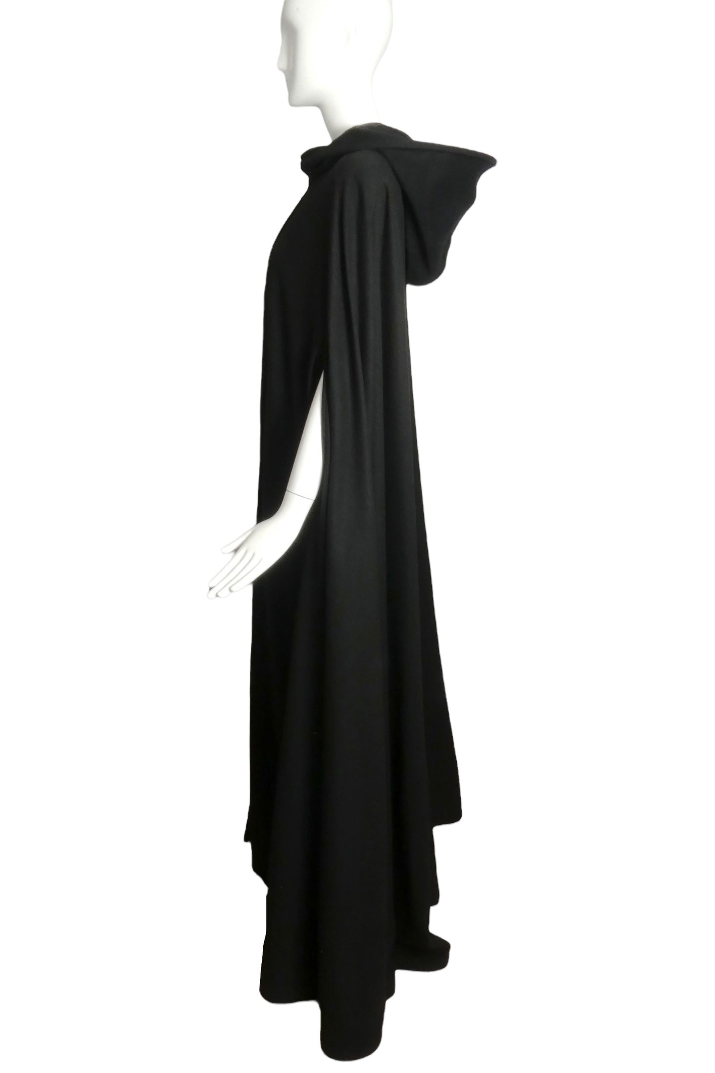 PIERRE CARDIN (HAUTE COUTURE) - 1983 Black Wool Hooded Cape, One Size
