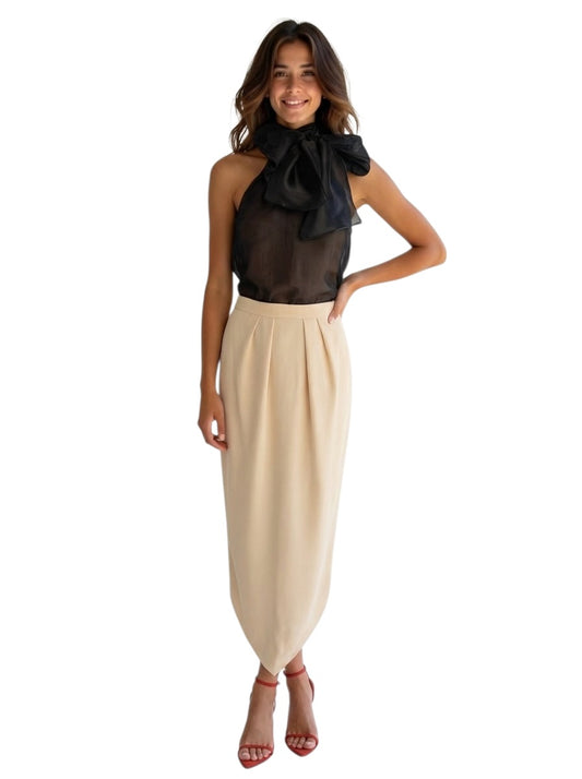 2003 Ivory Silk Hi-Low Skirt, Size 4