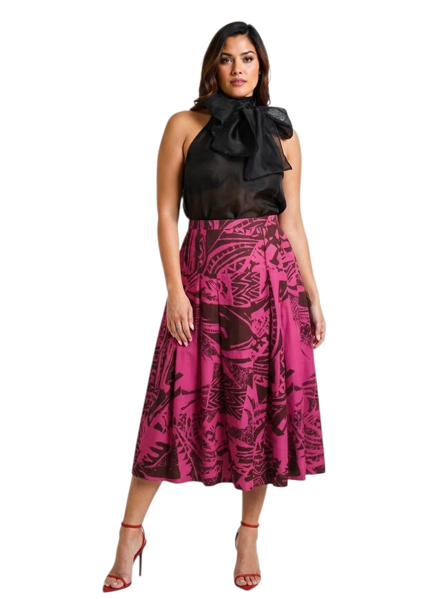 1980s Multi Color Print Cotton Skirt, Size 6