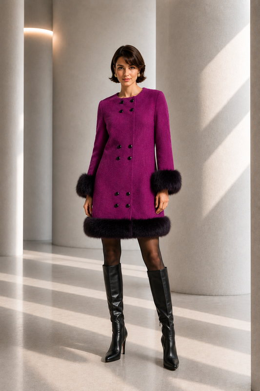 1990 Wool & Fur Coat, Size-10