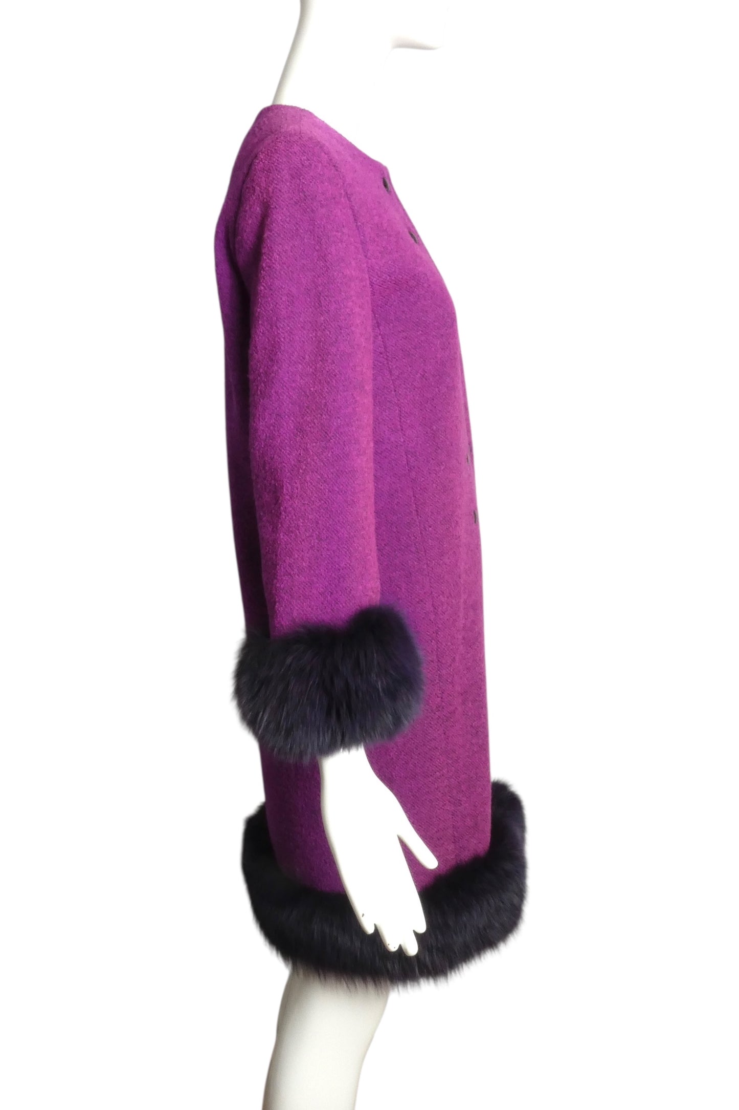 PIERRE CARDIN BOUTIQUE-1990 Wool & Fur Coat, Size-10