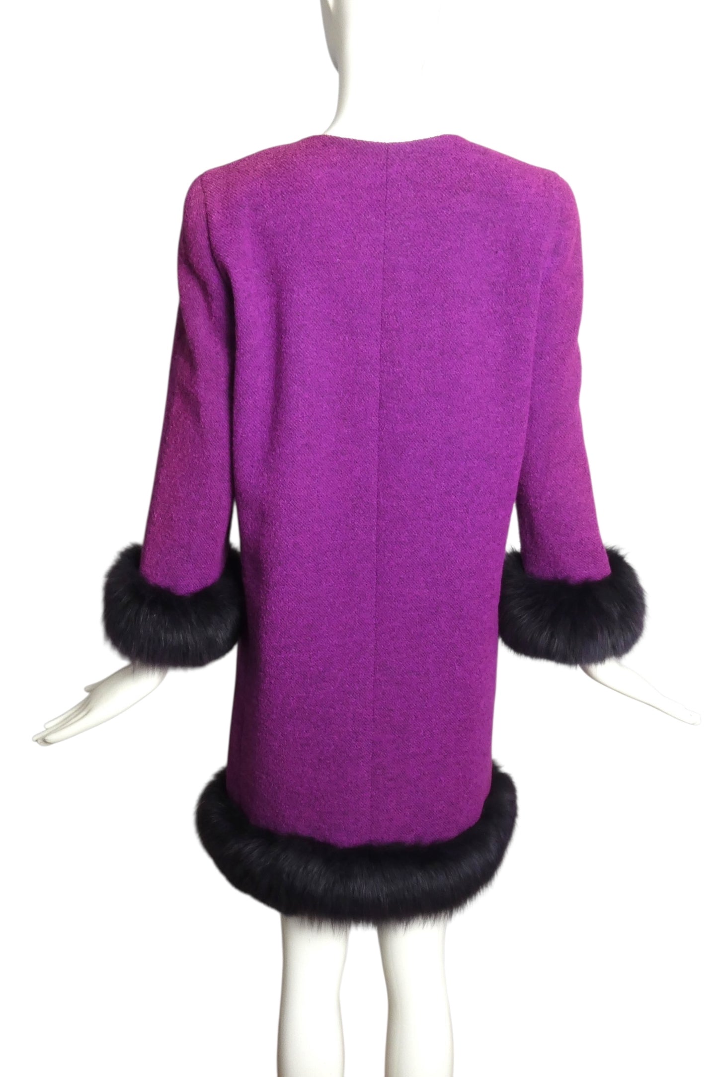 PIERRE CARDIN BOUTIQUE-1990 Wool & Fur Coat, Size-10