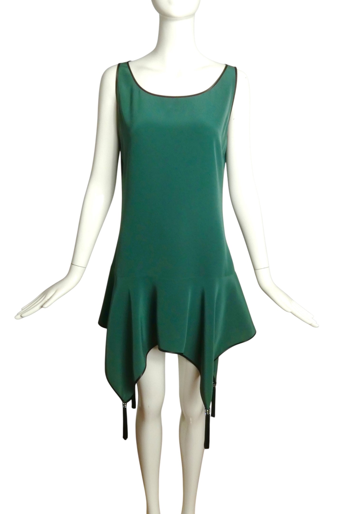 PIERRE CARDIN-2009 Green Crepe Slip Dress, Size-4