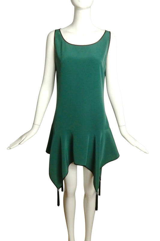 PIERRE CARDIN-2009 Green Crepe Slip Dress, Size-4