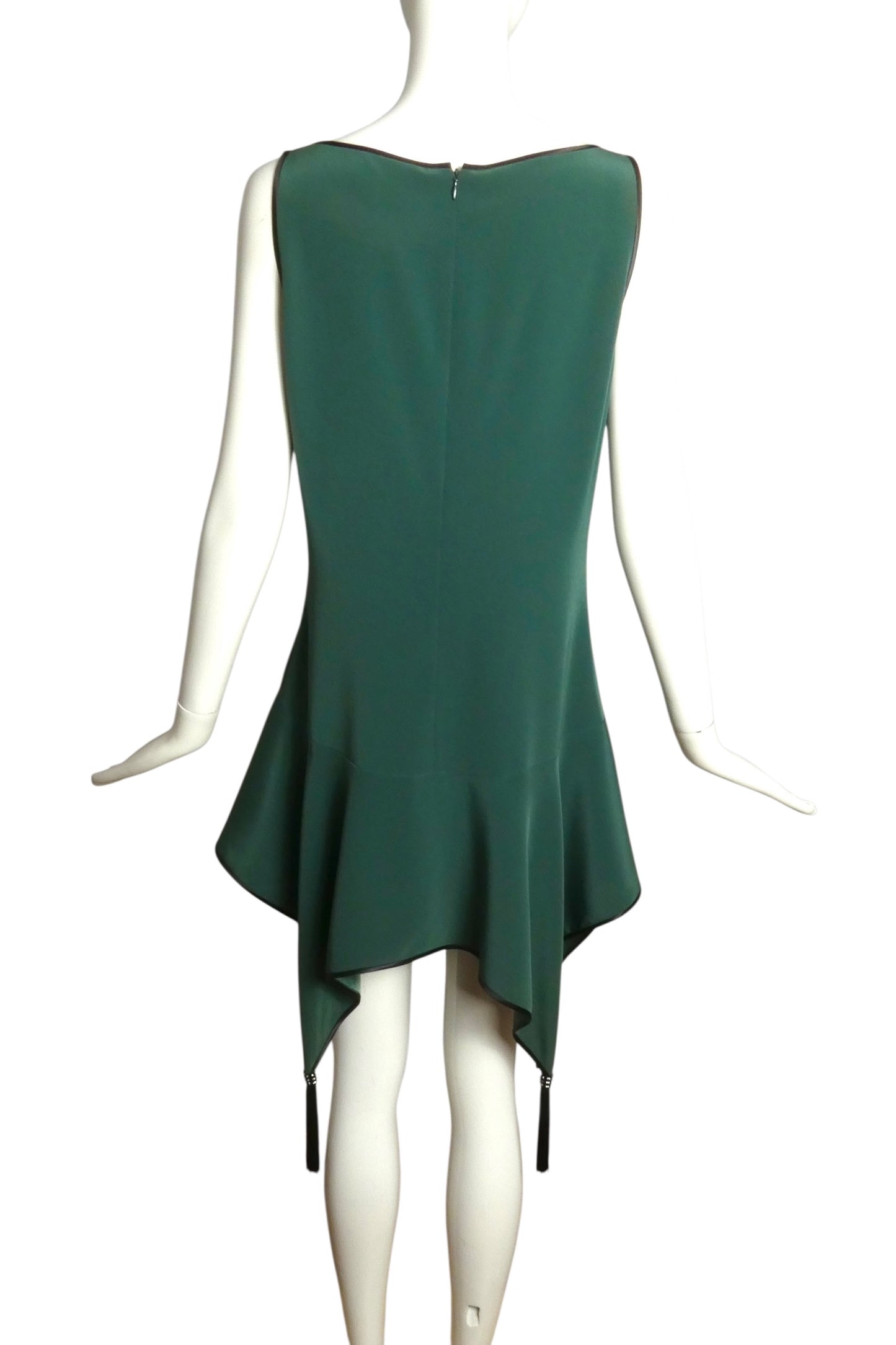 PIERRE CARDIN-2009 Green Crepe Slip Dress, Size-4