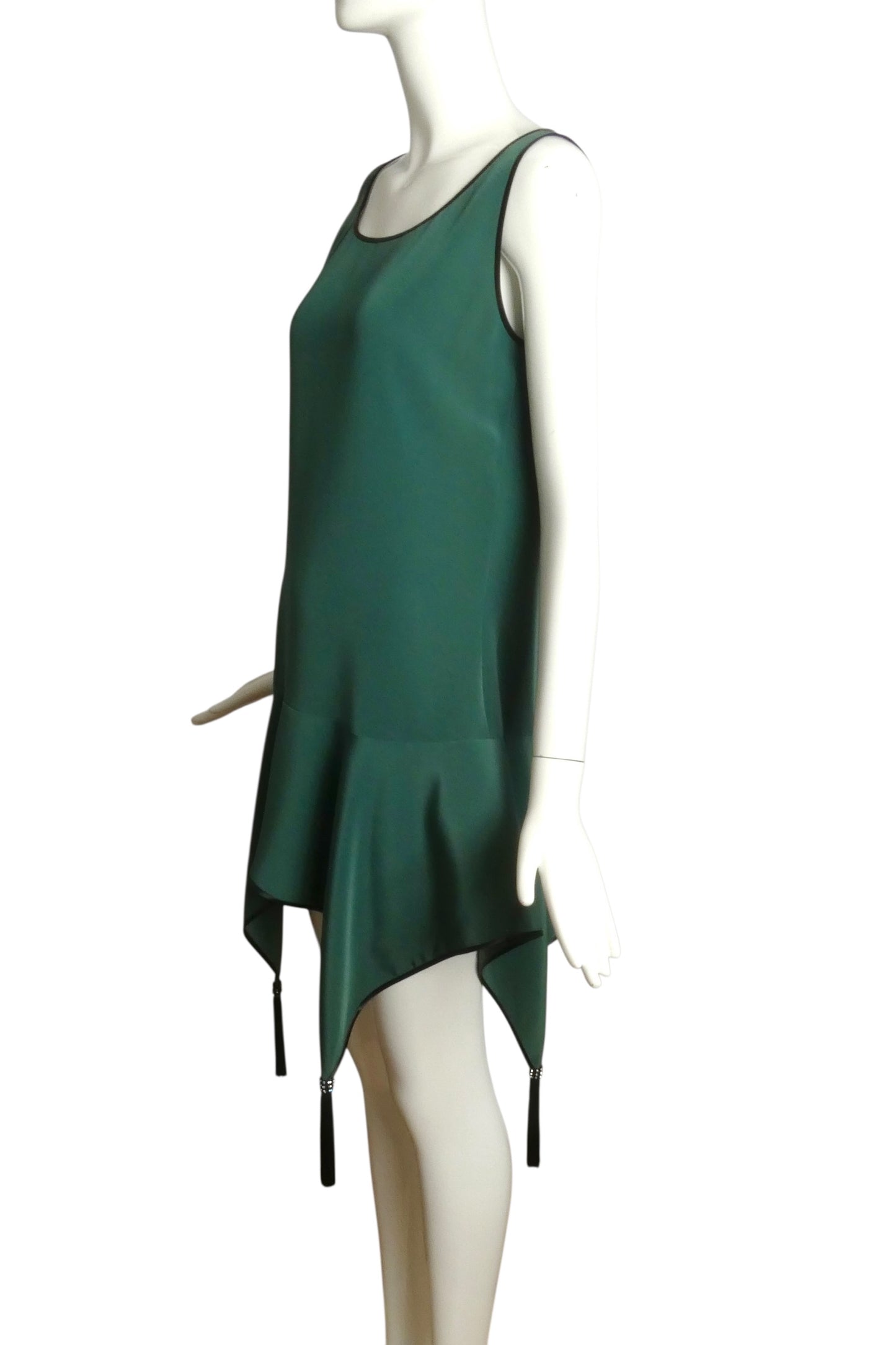 PIERRE CARDIN-2009 Green Crepe Slip Dress, Size-4