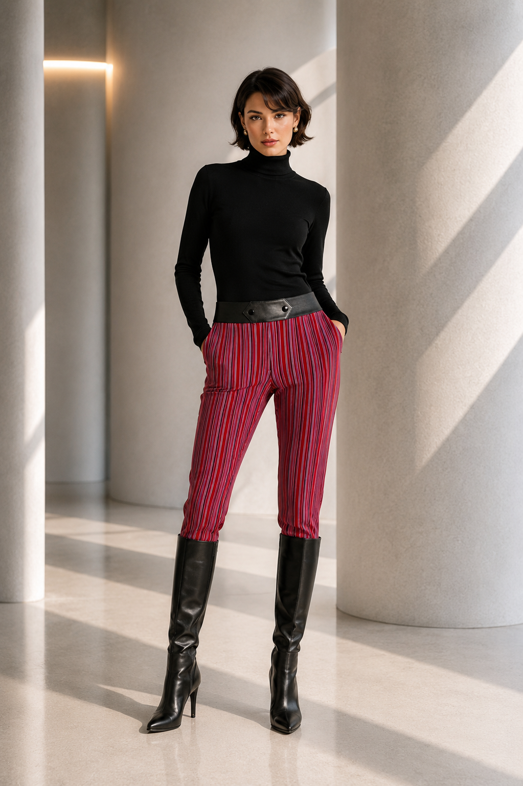 2007  Striped Knit Skinny Pants, Size-8