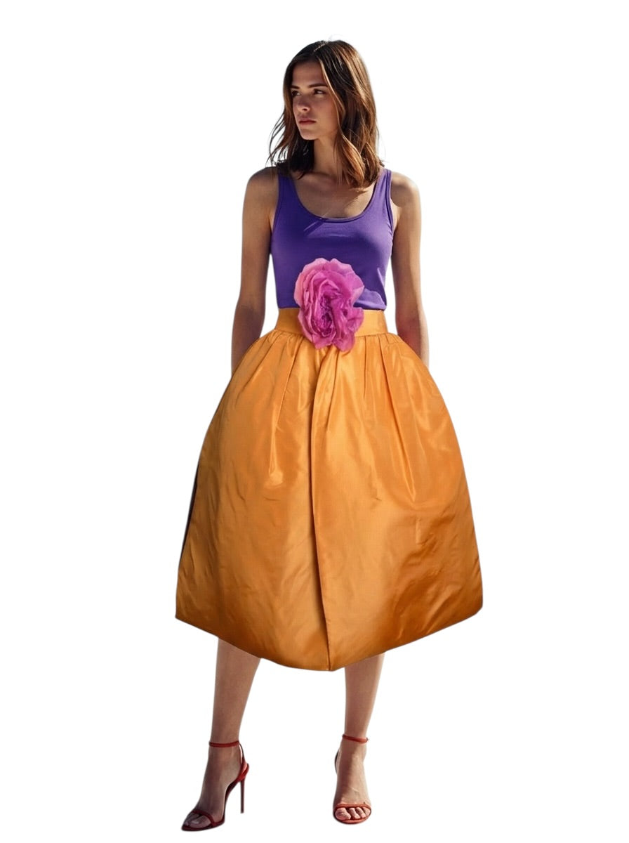 1997 Orange Taffeta Petal Skirt, Size 4