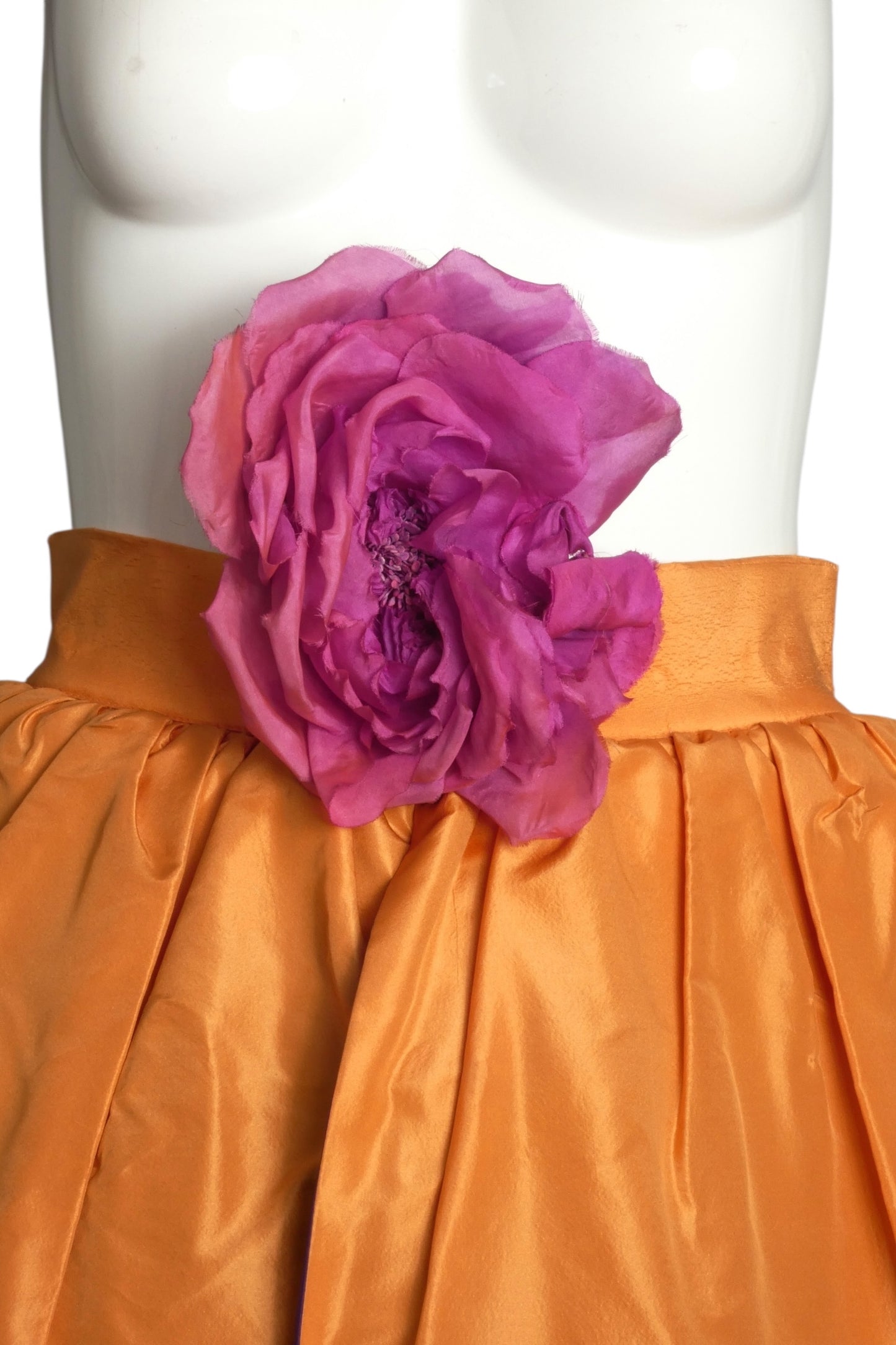 PIERRE CARDIN- 1997 Orange Taffeta Petal Skirt, Size 4
