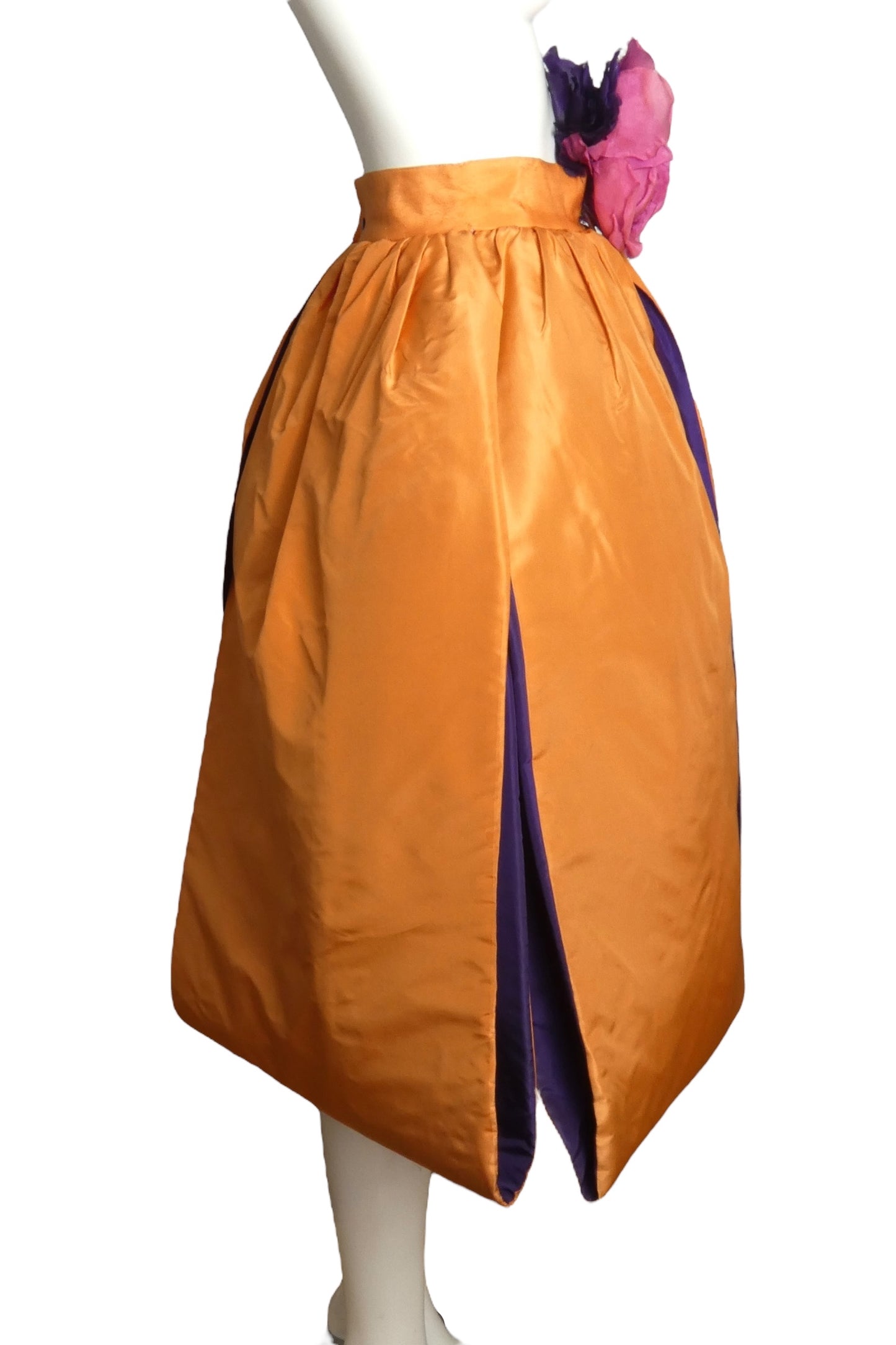 PIERRE CARDIN- 1997 Orange Taffeta Petal Skirt, Size 4