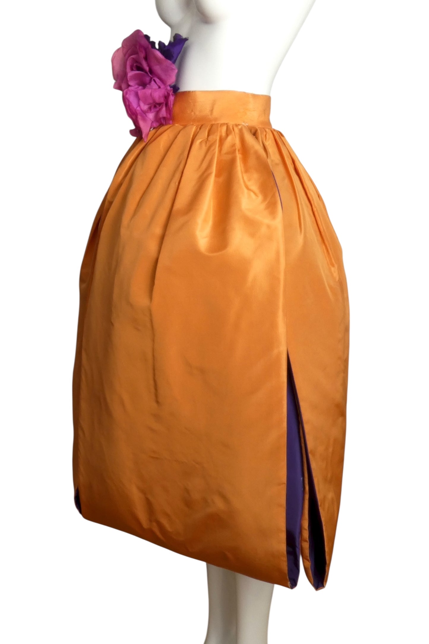PIERRE CARDIN- 1997 Orange Taffeta Petal Skirt, Size 4